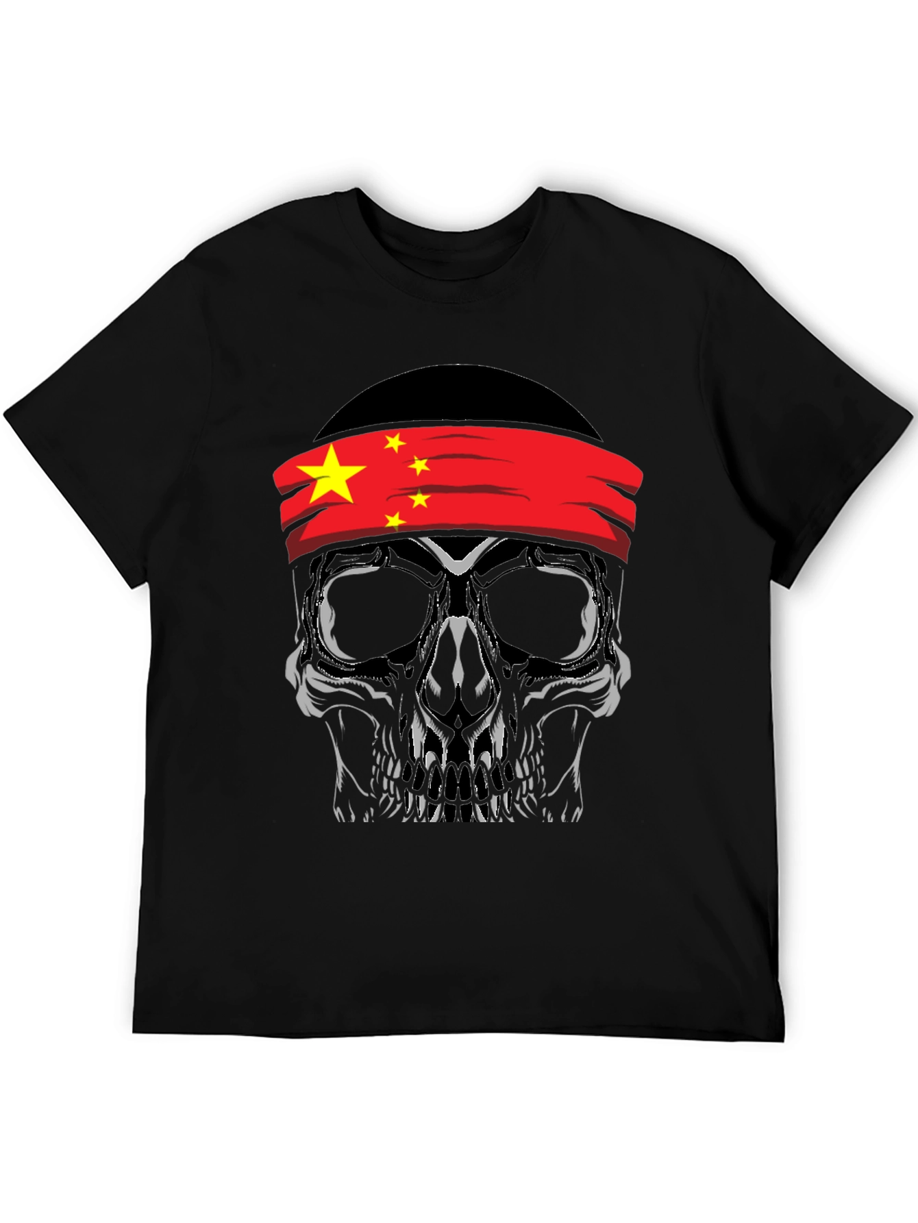 Skull with China Flag Bandana T-Shirt