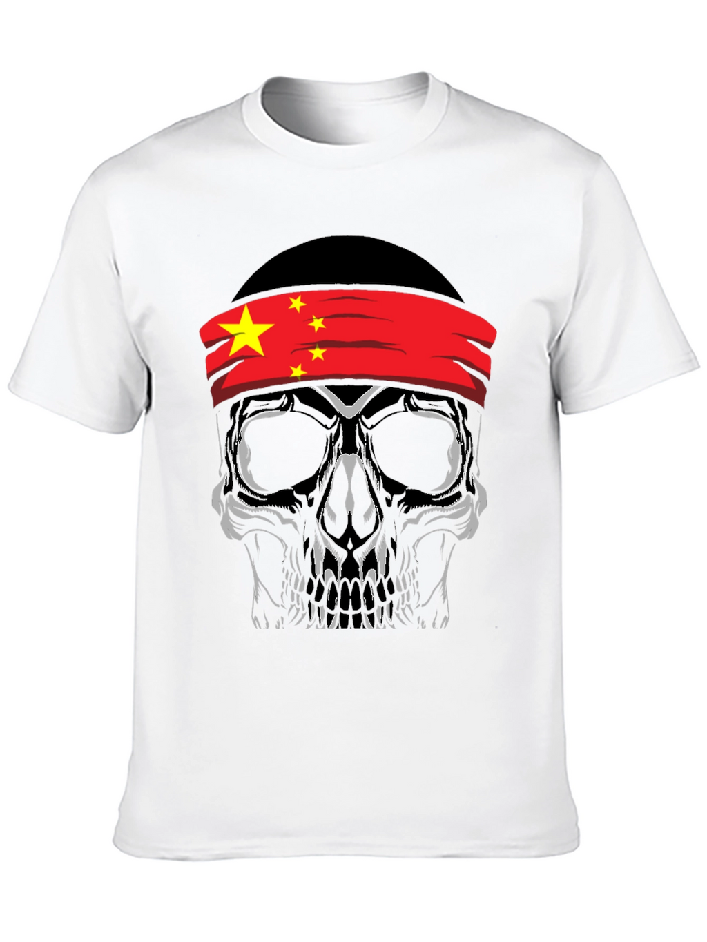 Skull with China Flag Bandana T-Shirt