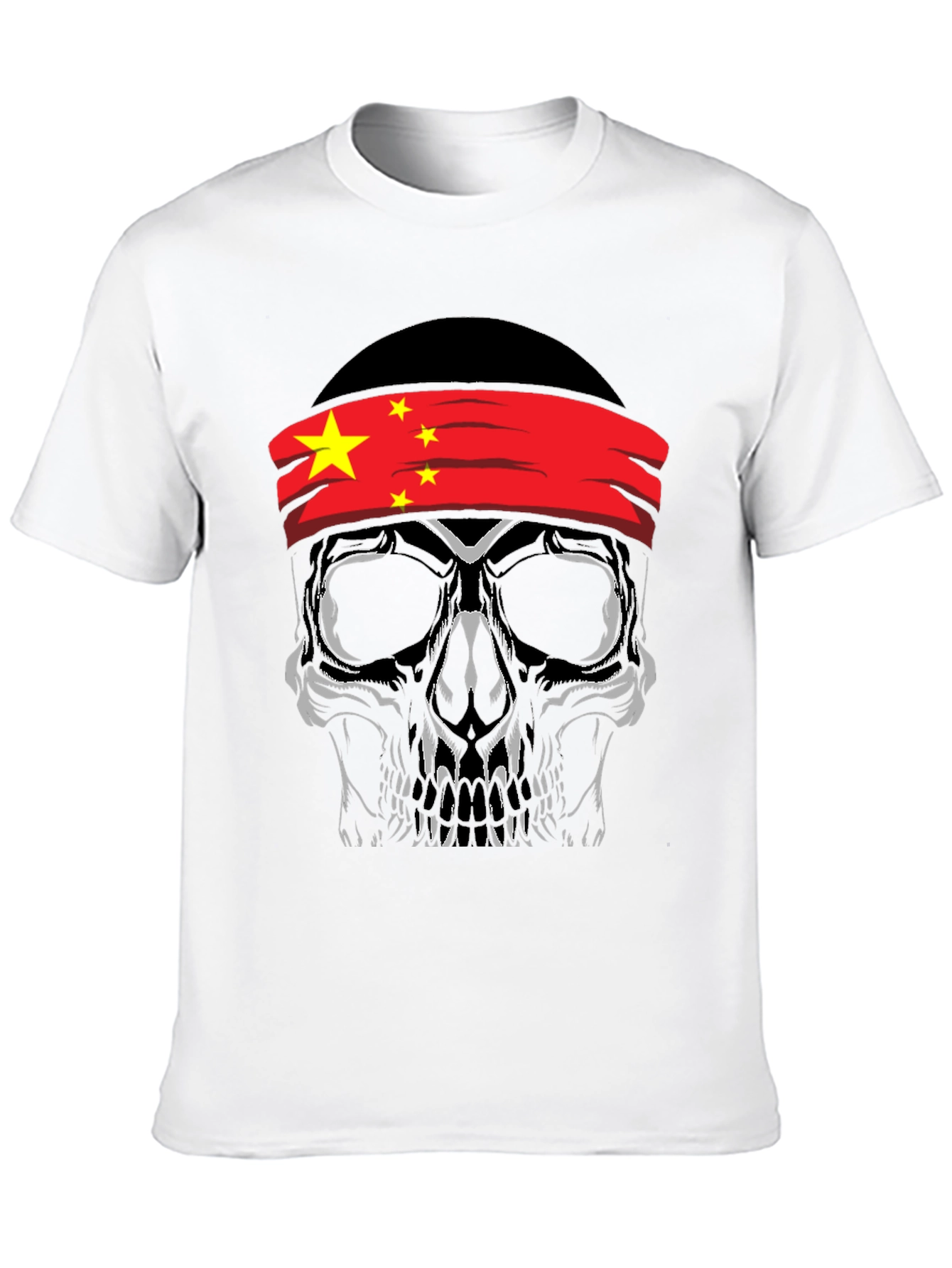 Skull with China Flag Bandana T-Shirt