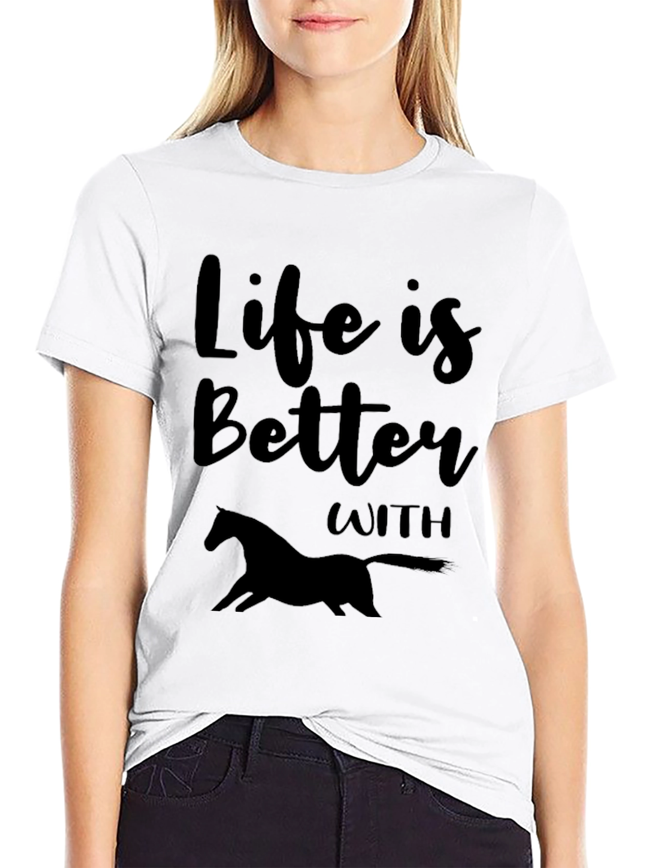 Life is Better with Horses Black T-Shirt