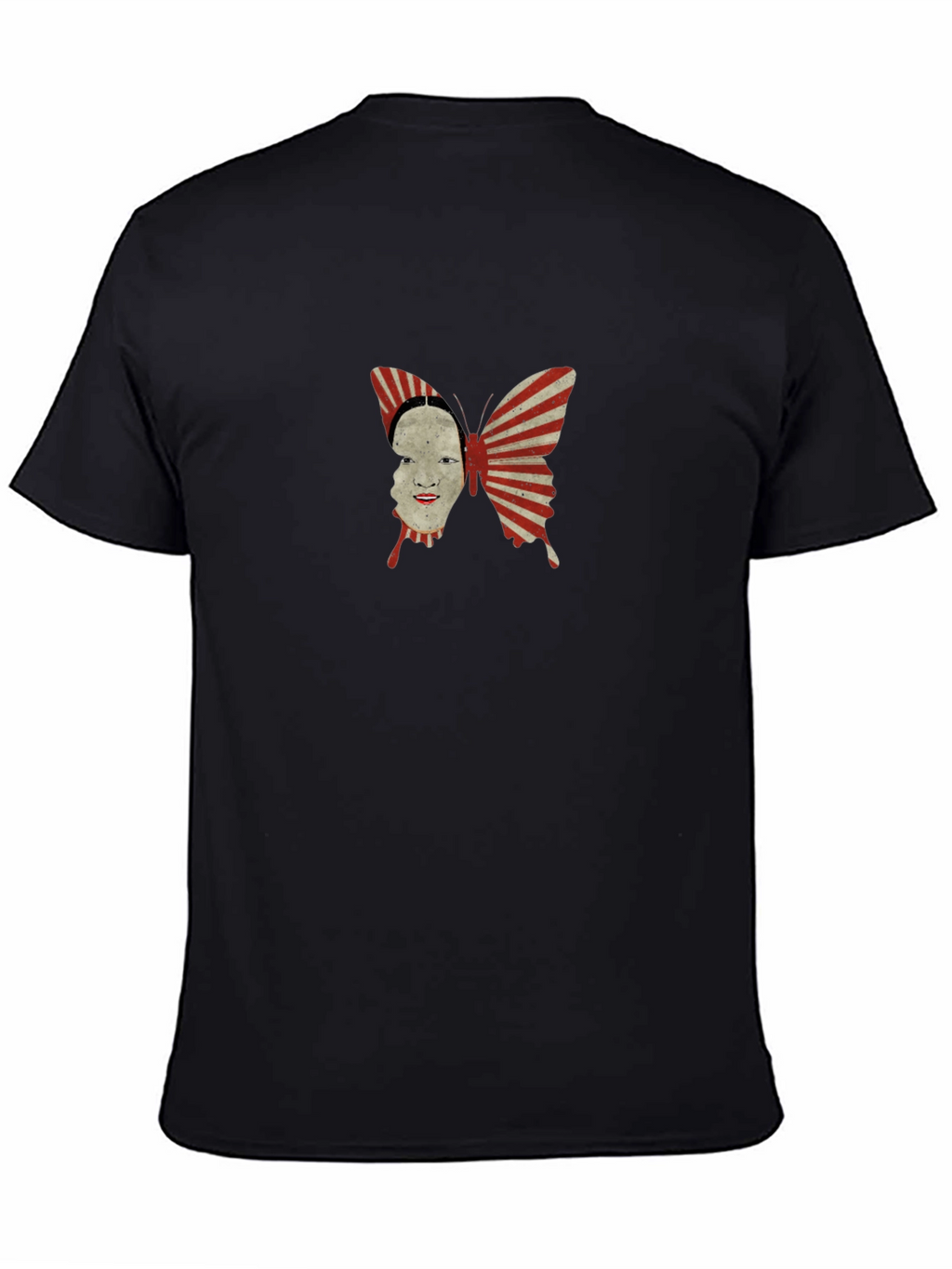 Abstract Butterfly Face Graphic Black T-Shirt