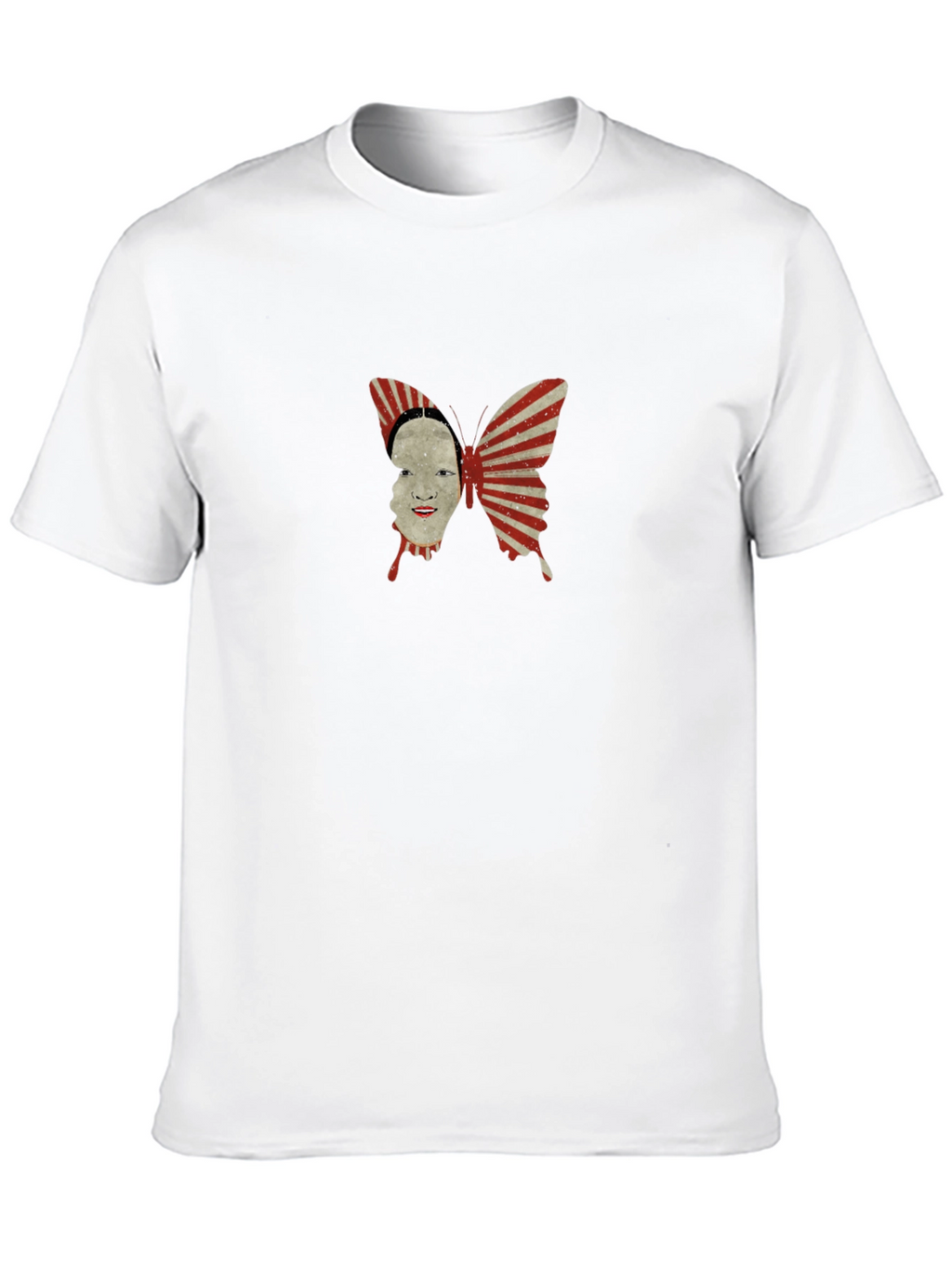 Abstract Butterfly Face Graphic Black T-Shirt
