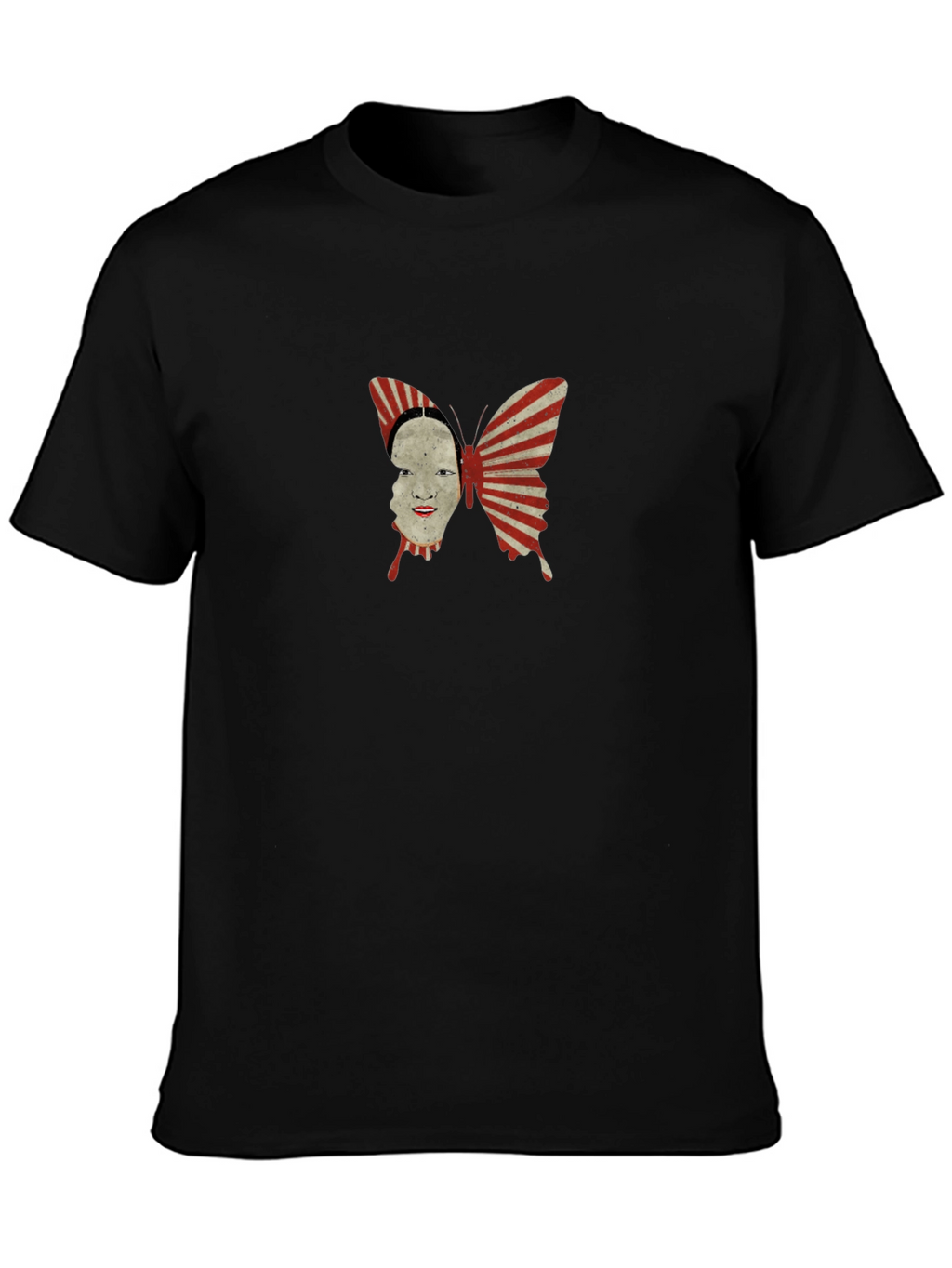 Abstract Butterfly Face Graphic Black T-Shirt
