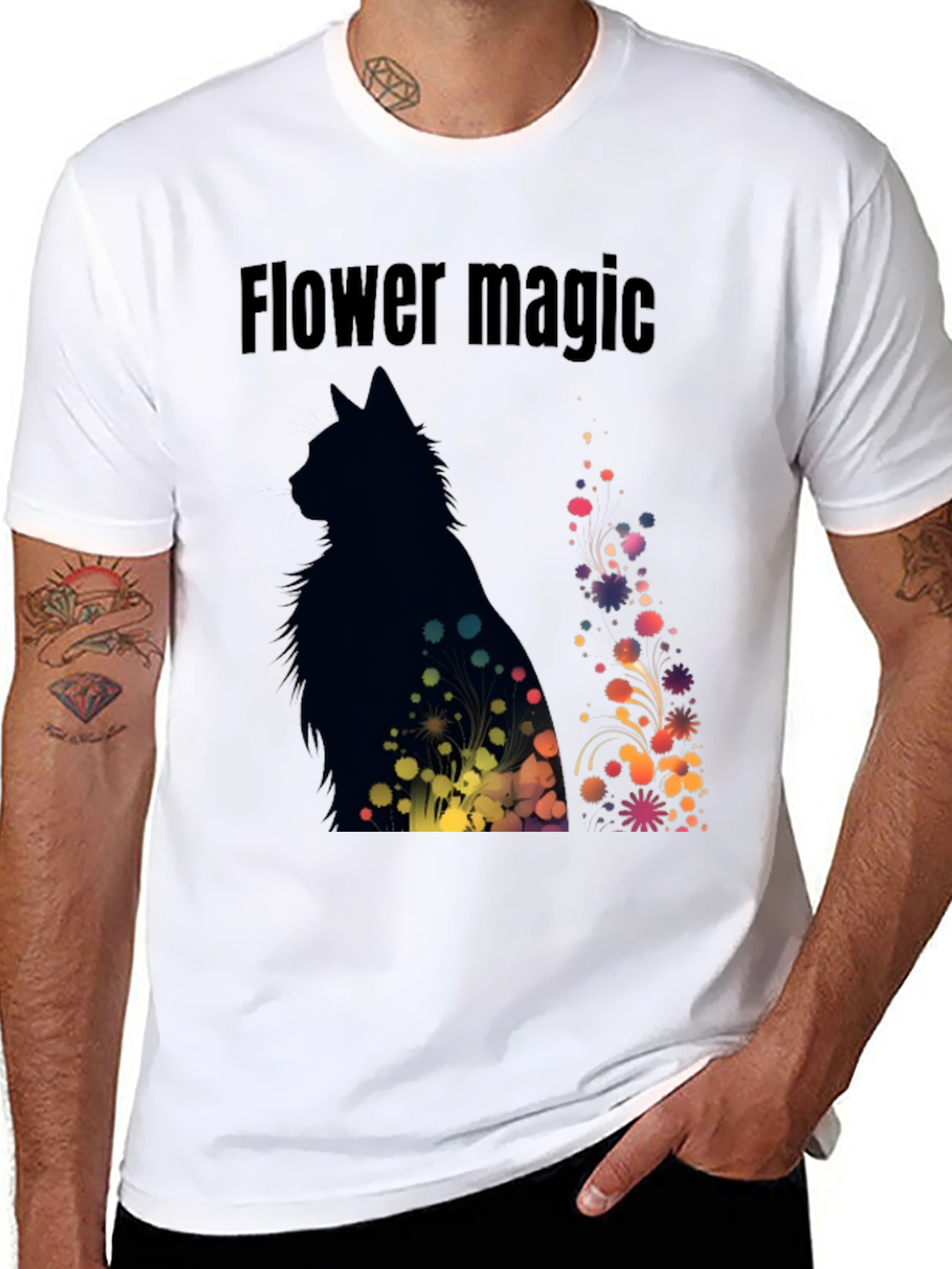 Flower Magic Cat T-Shirt