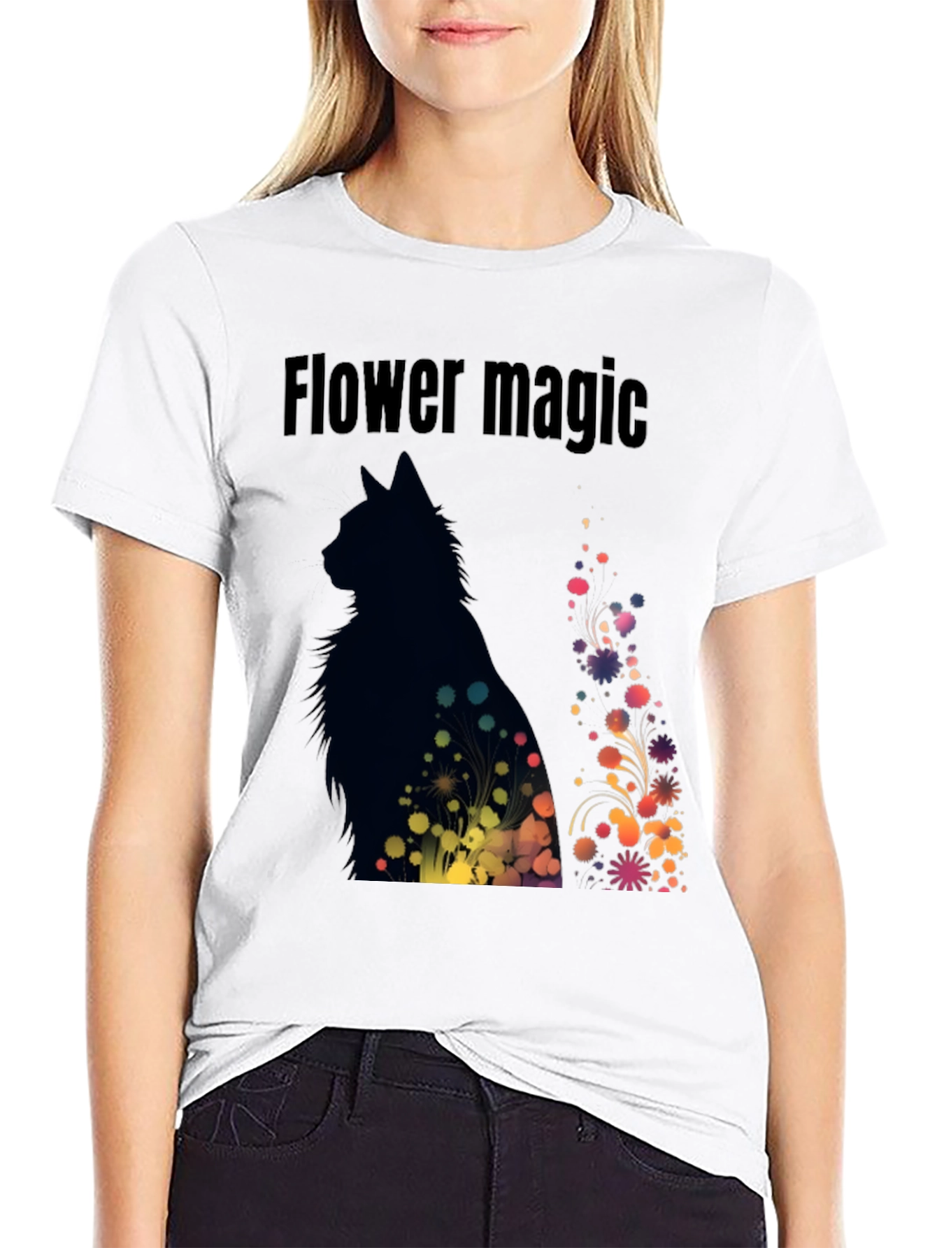 Flower Magic Cat T-Shirt