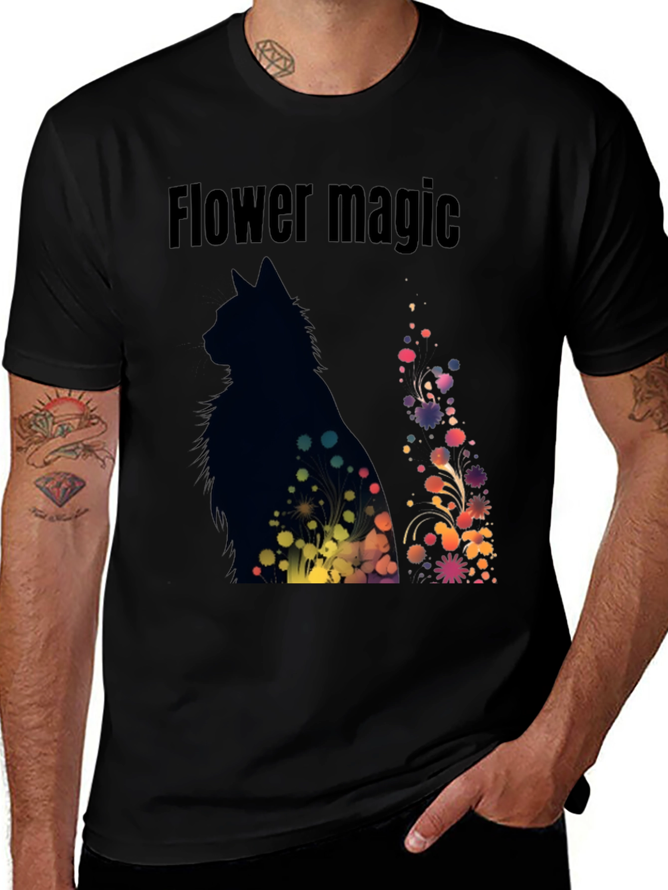 Flower Magic Cat T-Shirt