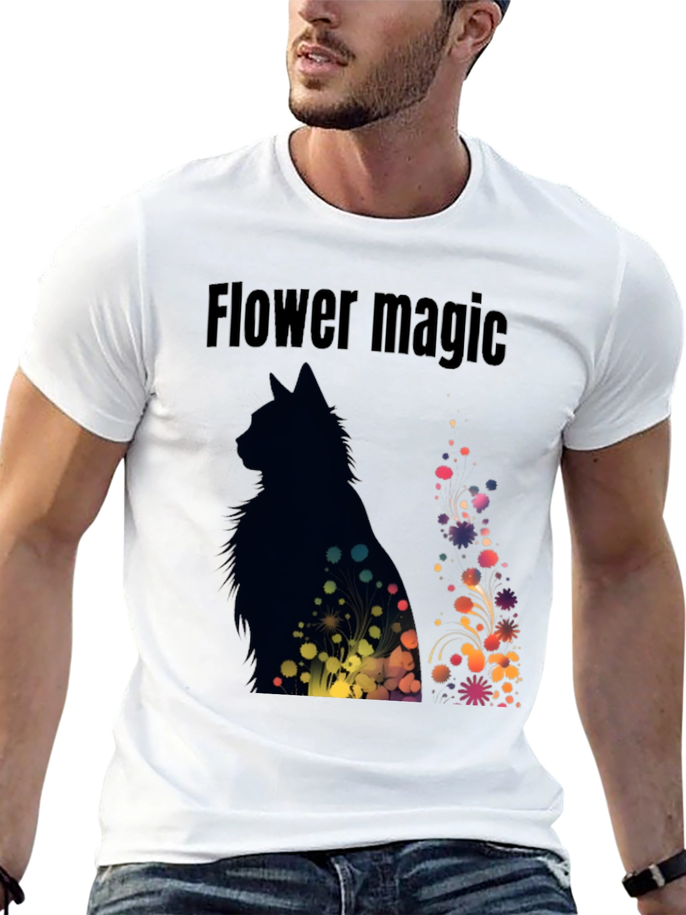 Flower Magic Cat T-Shirt