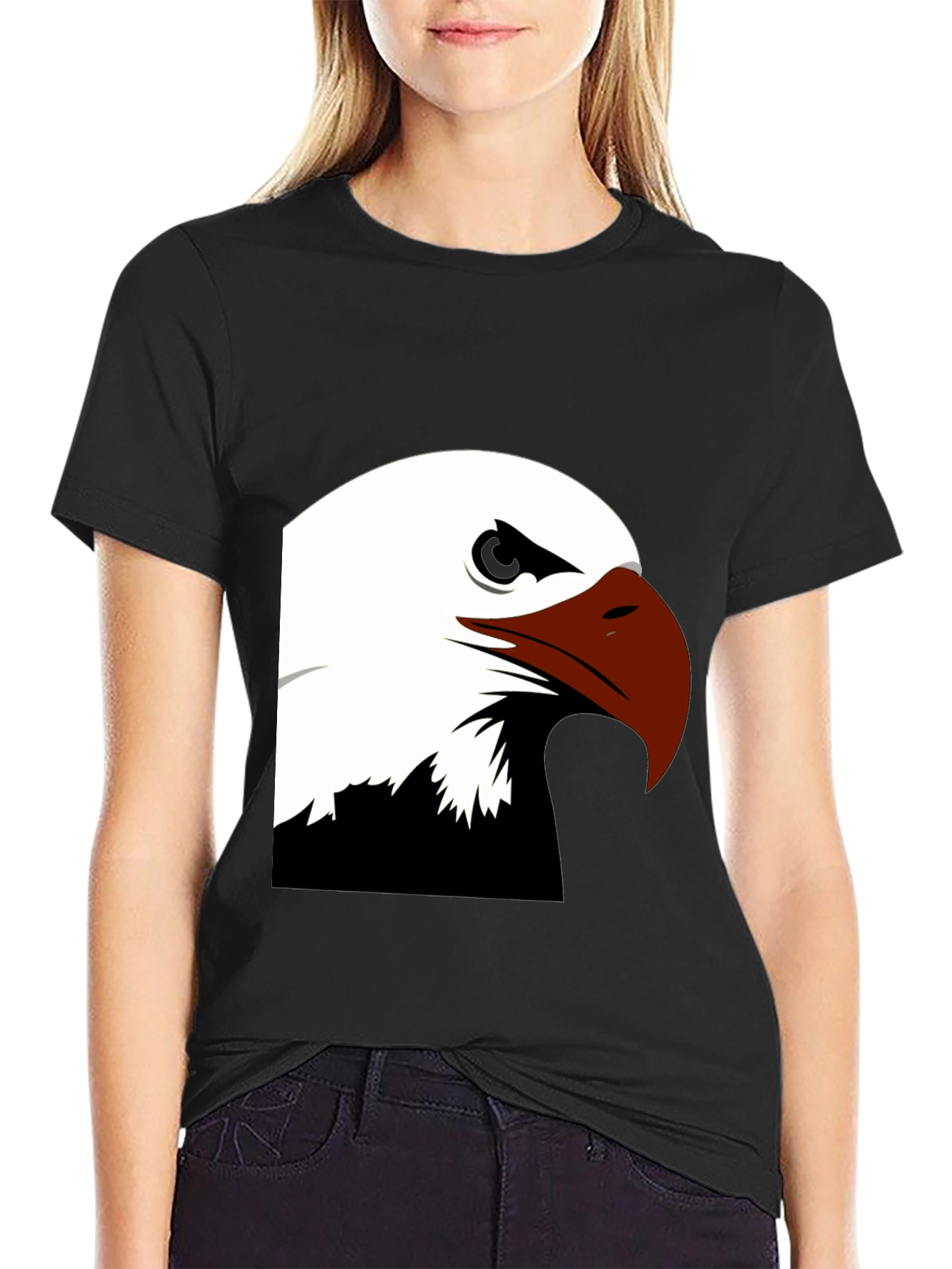 Bold Eagle Graphic Tee - Black Cotton Blend Shirt
