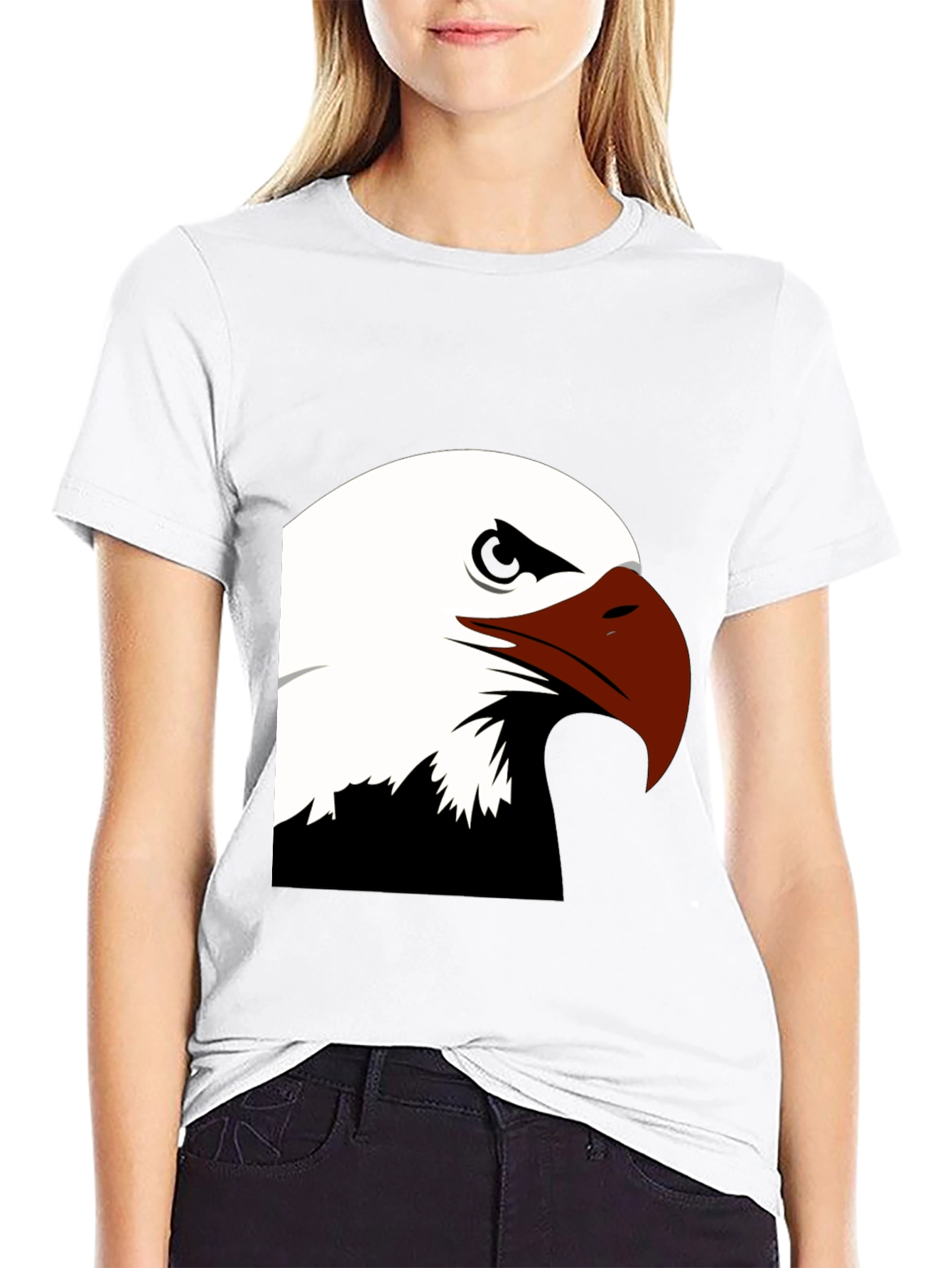 Bold Eagle Graphic Tee - Black Cotton Blend Shirt
