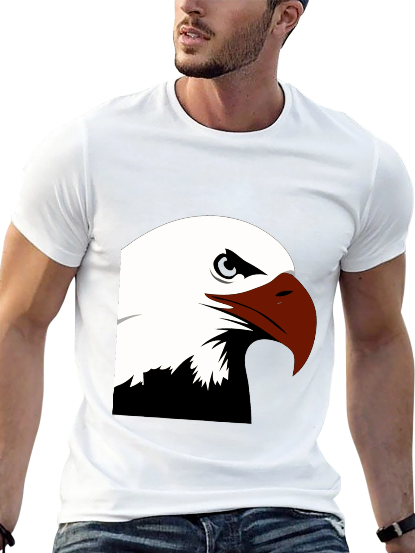 Bold Eagle Graphic Tee - Black Cotton Blend Shirt