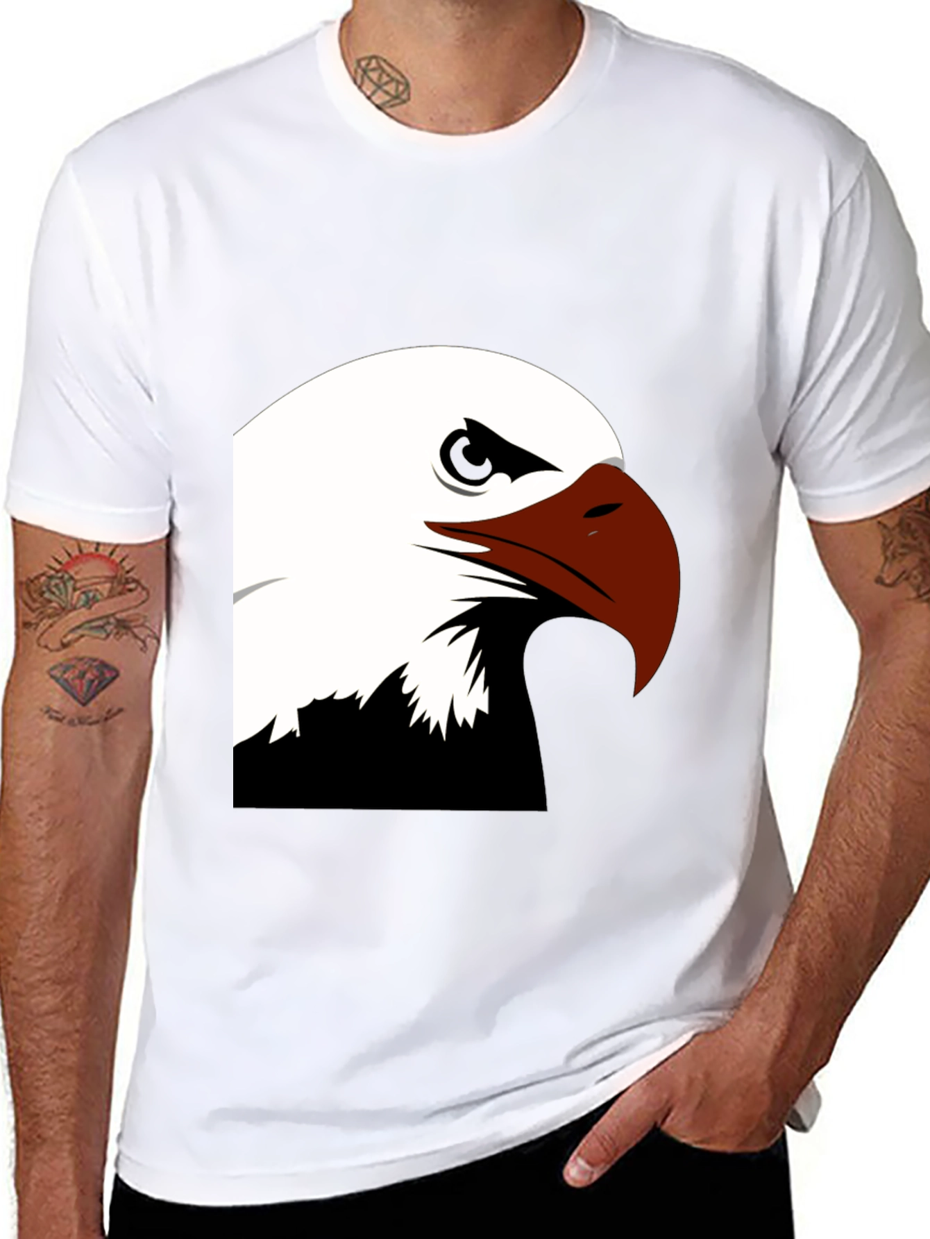 Bold Eagle Graphic Tee - Black Cotton Blend Shirt