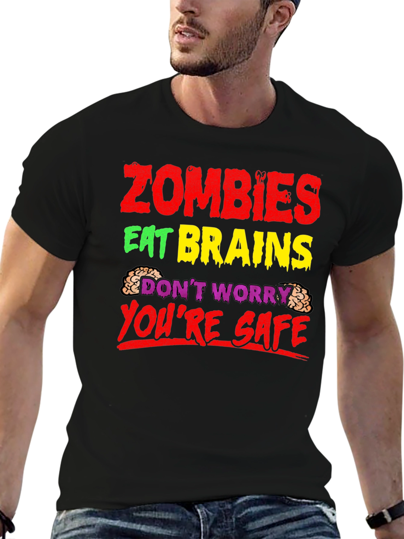 Zombies Eat Brains T-Shirt - Funny Halloween Tee