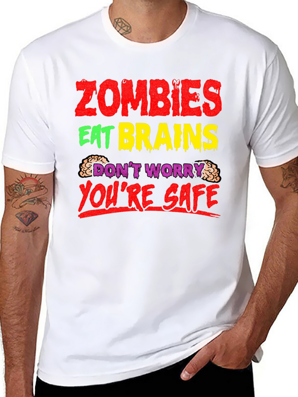 Zombies Eat Brains T-Shirt - Funny Halloween Tee