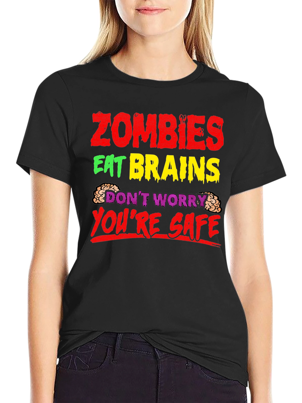 Zombies Eat Brains T-Shirt - Funny Halloween Tee