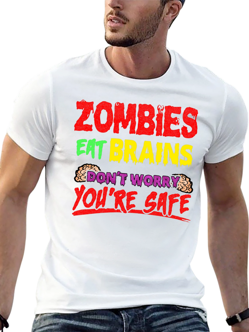 Zombies Eat Brains T-Shirt - Funny Halloween Tee