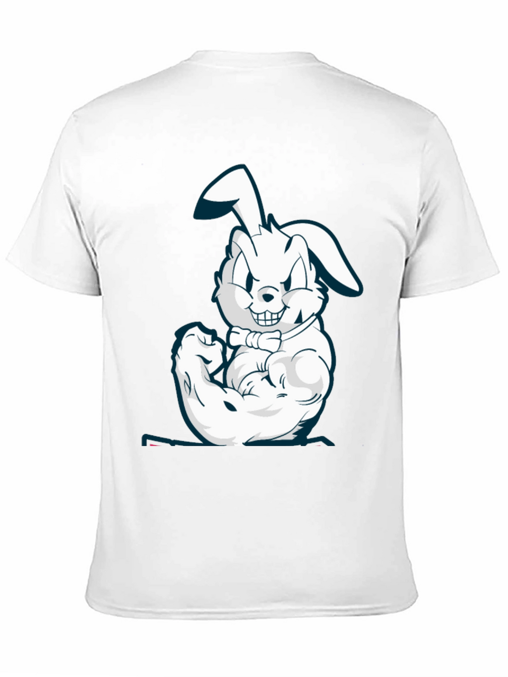 Muscle Bunny Graphic Tee - Black Cotton T-Shirt