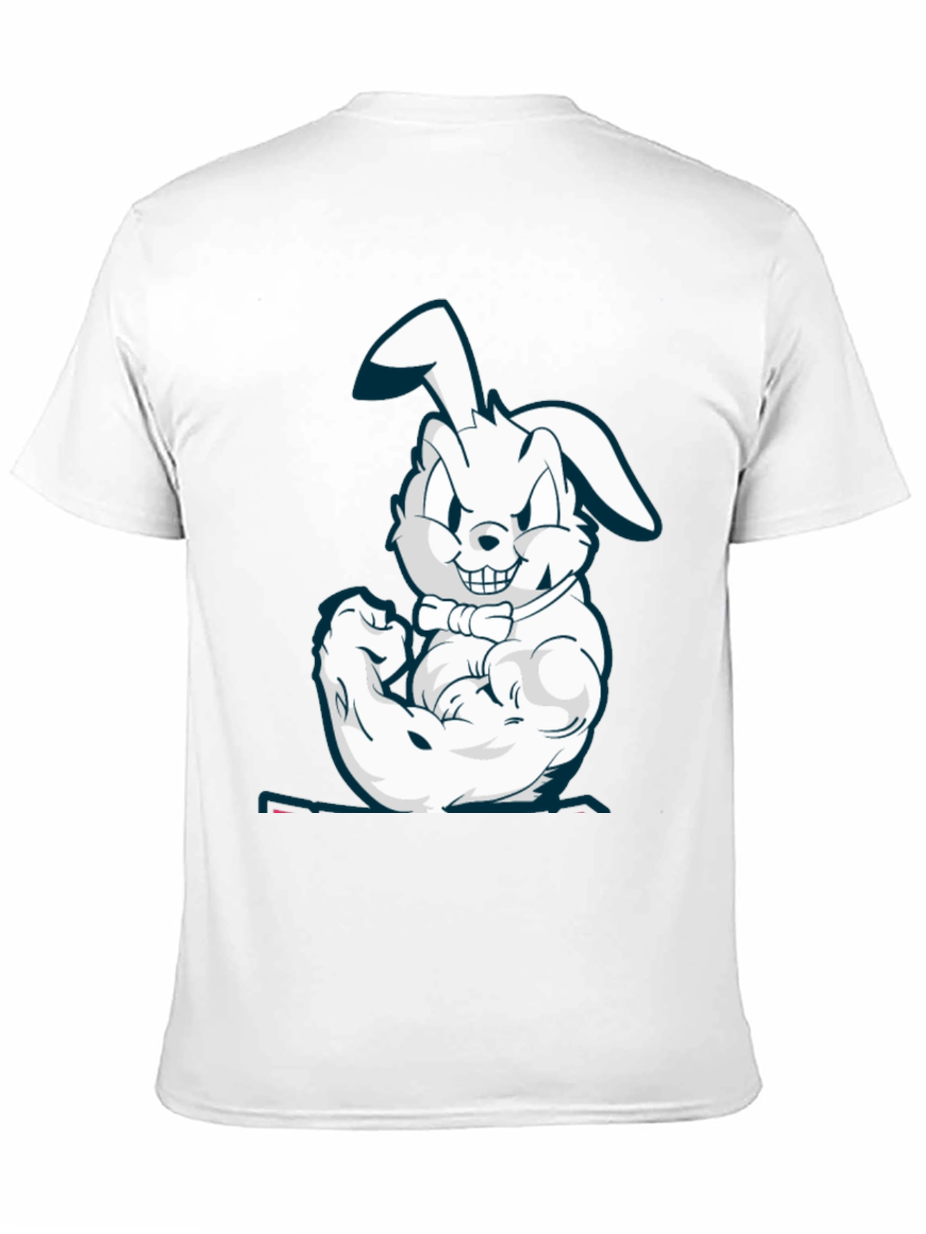 Muscle Bunny Graphic Tee - Black Cotton T-Shirt