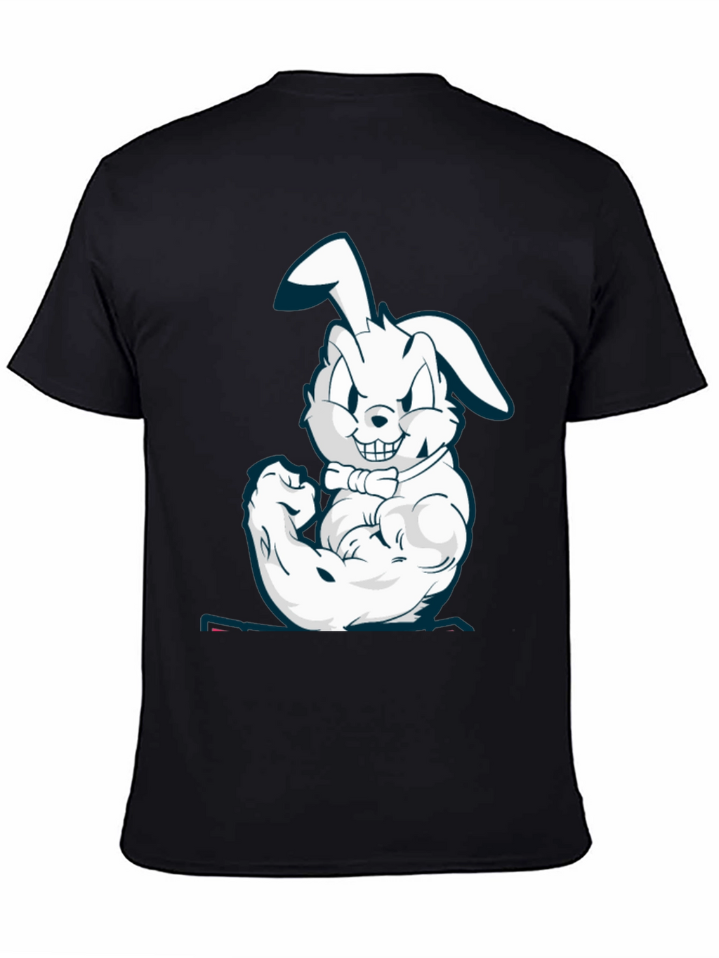 Muscle Bunny Graphic Tee - Black Cotton T-Shirt