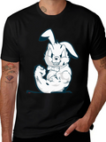 Muscle Bunny Graphic Tee - Black Cotton T-Shirt