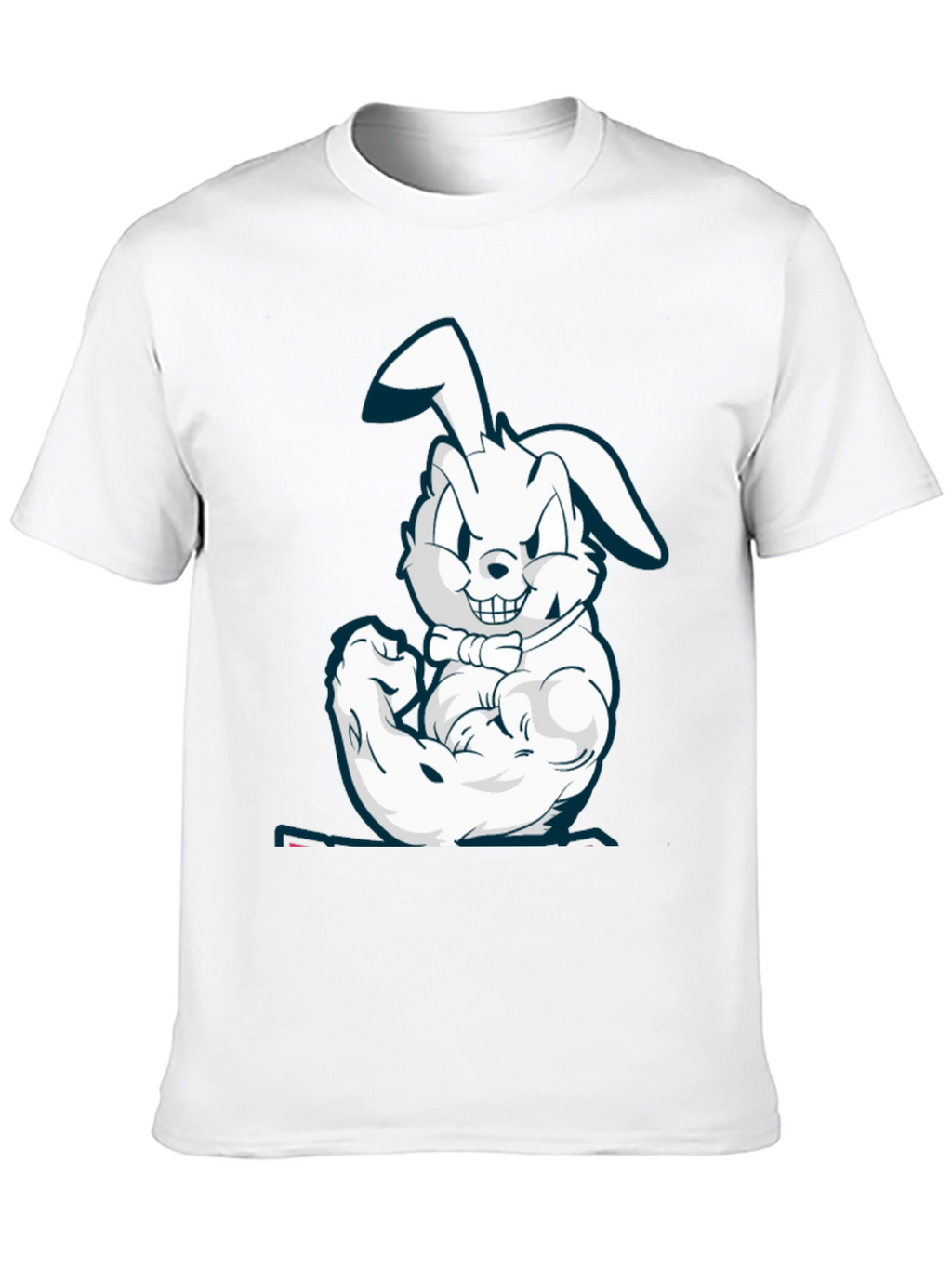 Muscle Bunny Graphic Tee - Black Cotton T-Shirt