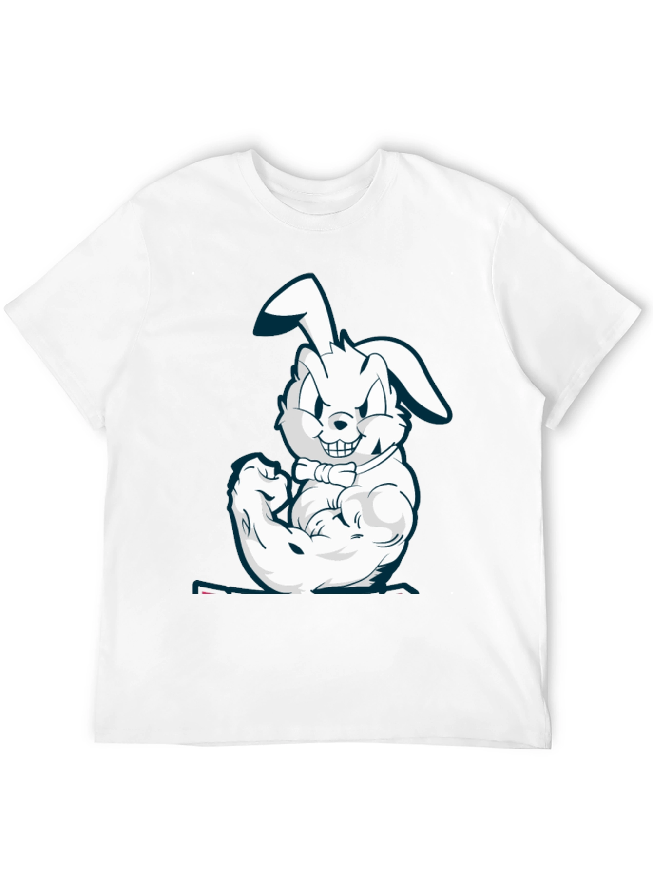 Muscle Bunny Graphic Tee - Black Cotton T-Shirt