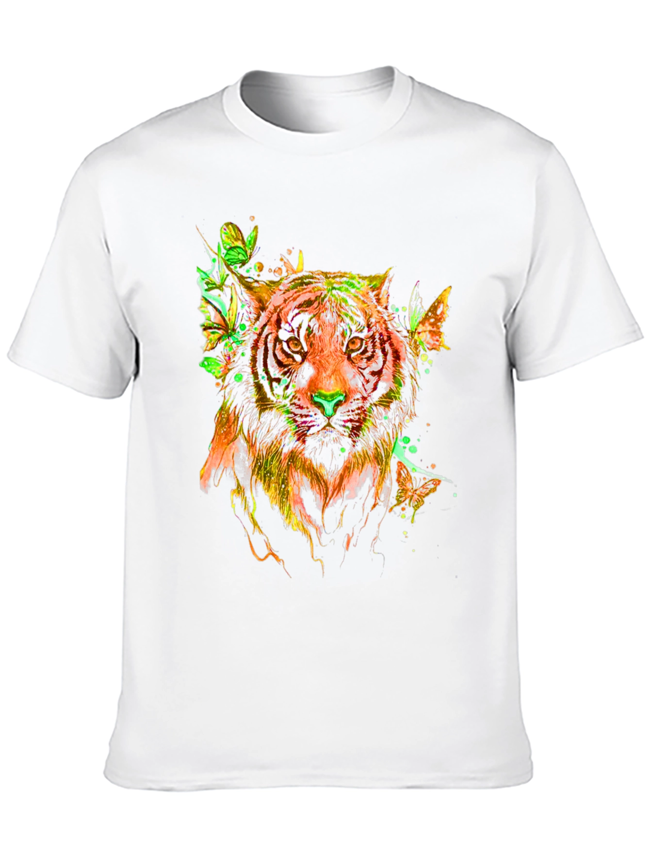 Vibrant Tiger Butterfly Graphic T-Shirt - Stylish Mens Tee
