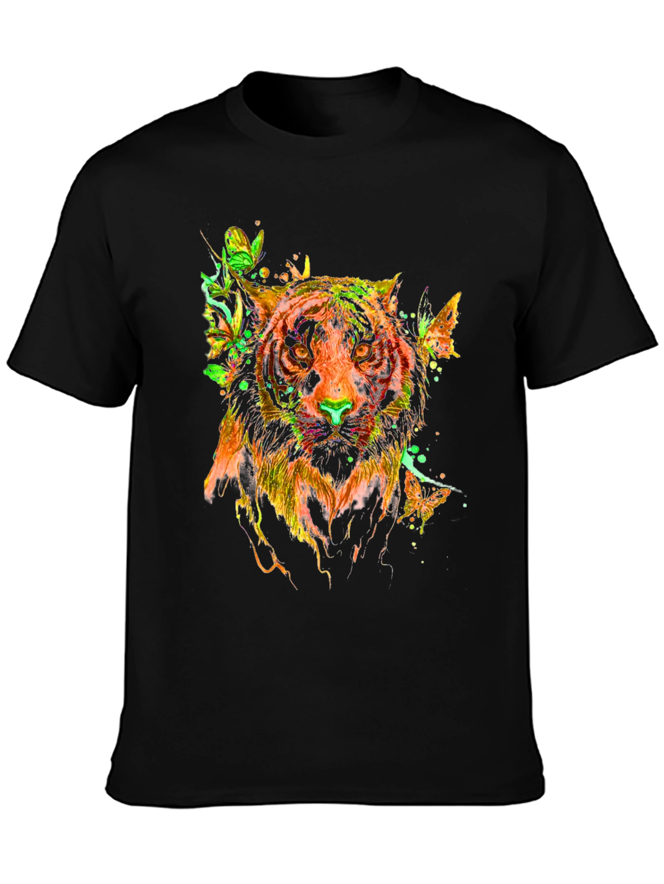 Vibrant Tiger Butterfly Graphic T-Shirt - Stylish Mens Tee