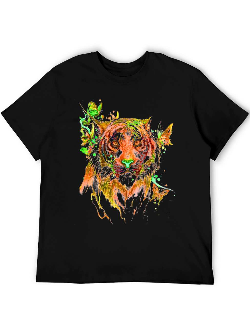Vibrant Tiger Butterfly Graphic T-Shirt - Stylish Mens Tee