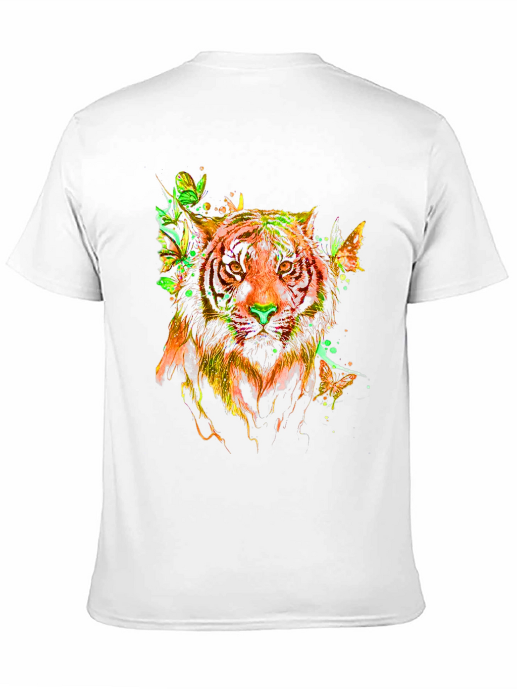 Vibrant Tiger Butterfly Graphic T-Shirt - Stylish Mens Tee