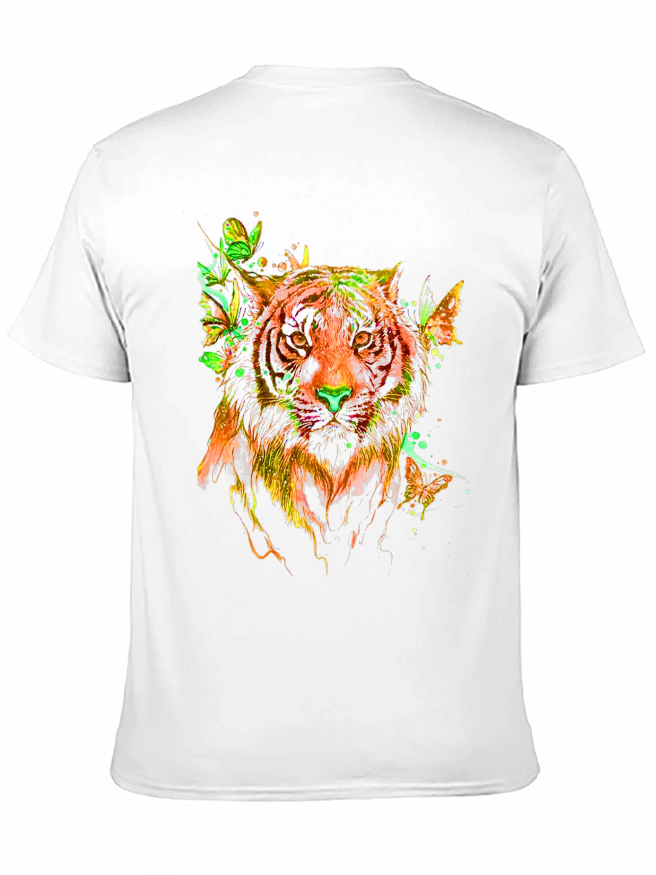 Vibrant Tiger Butterfly Graphic T-Shirt - Stylish Mens Tee