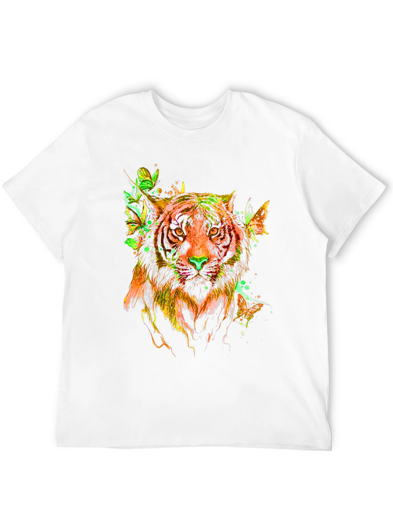 Vibrant Tiger Butterfly Graphic T-Shirt - Stylish Mens Tee