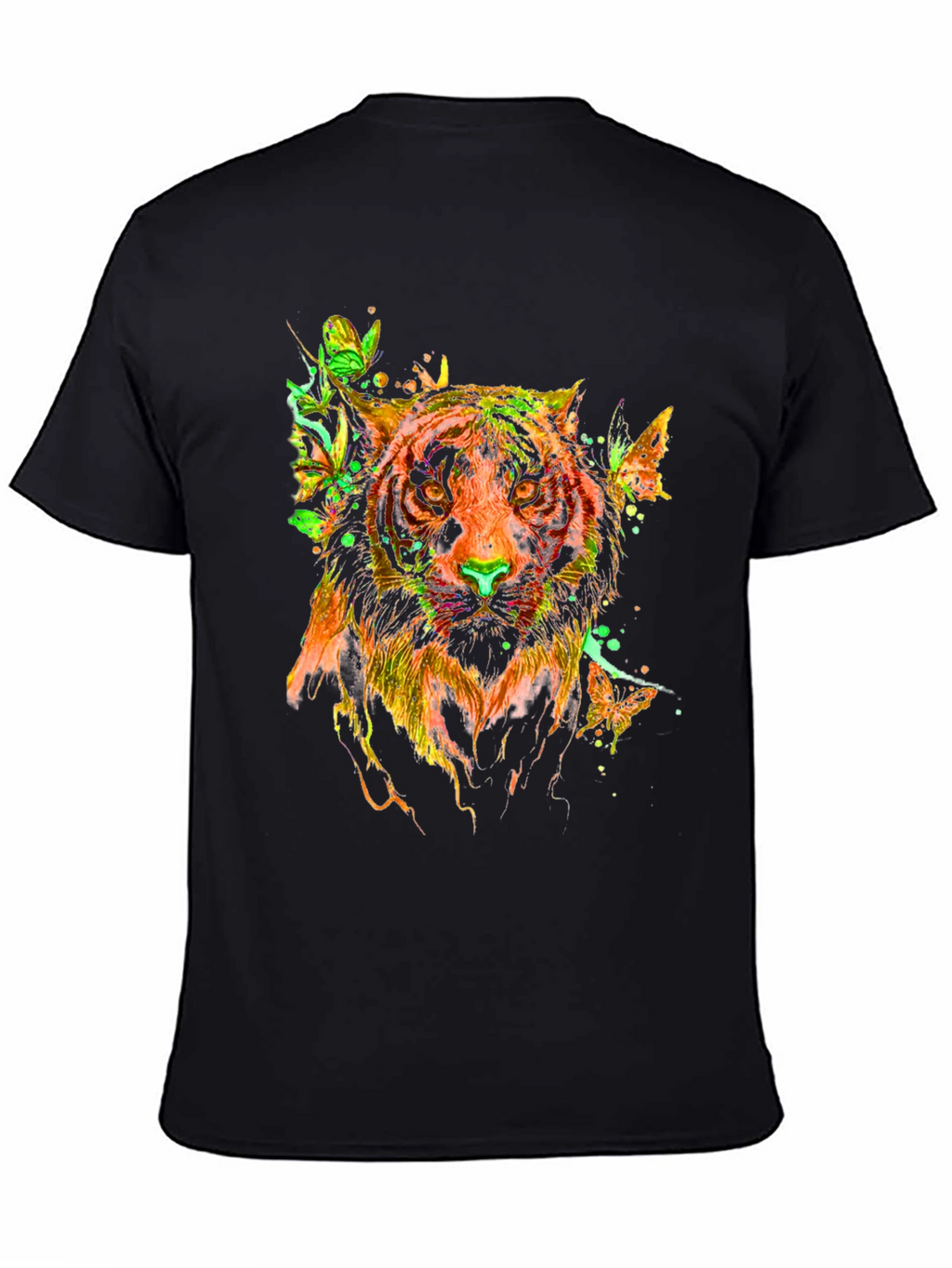 Vibrant Tiger Butterfly Graphic T-Shirt - Stylish Mens Tee