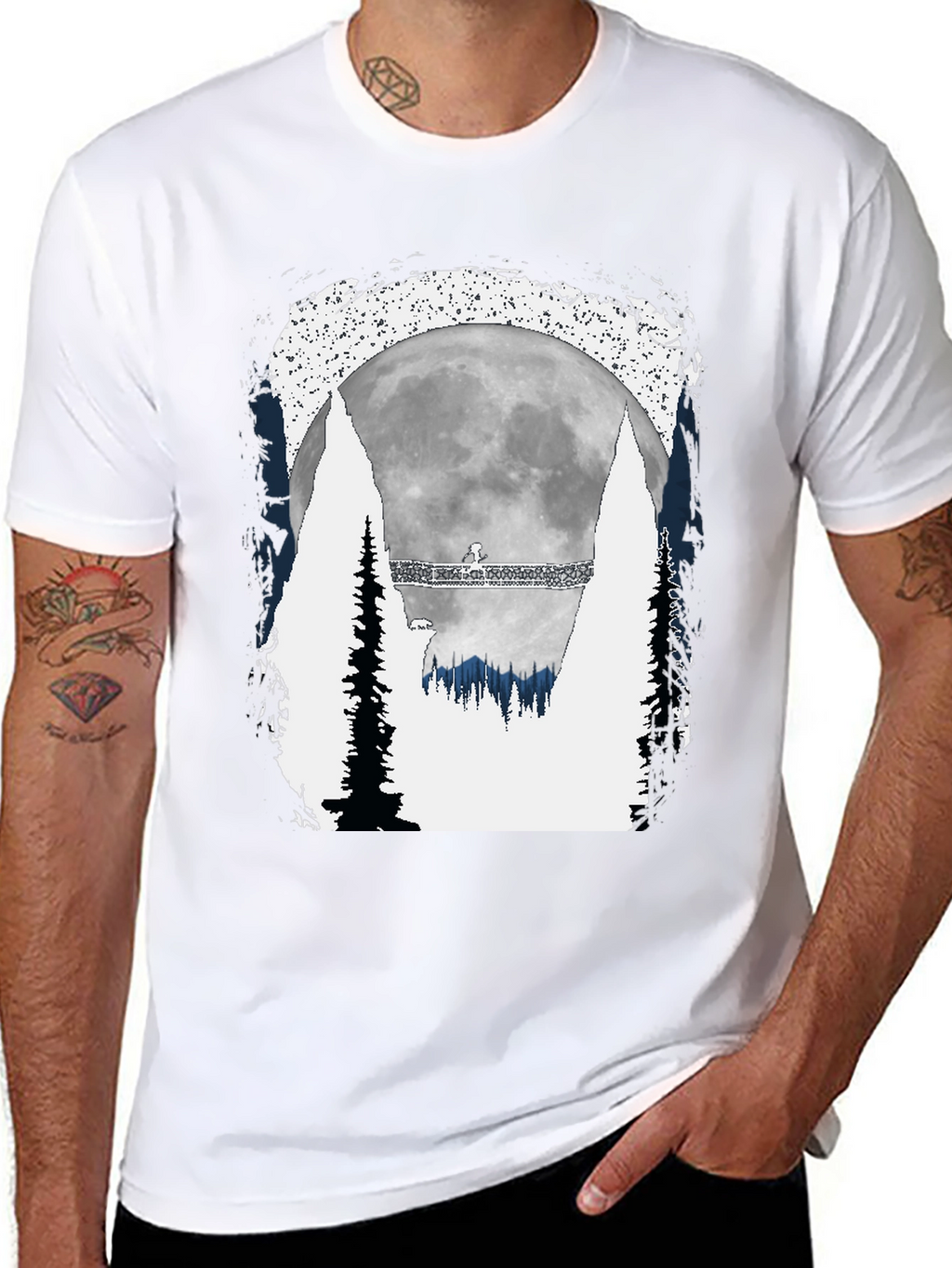 Mens Graphic T-Shirt - Moonlit Forest Scene