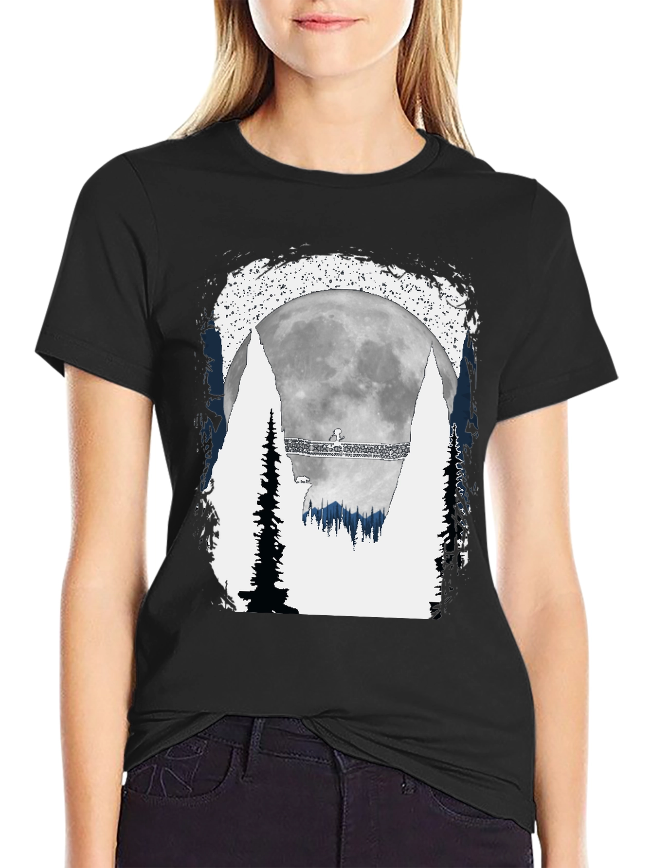 Mens Graphic T-Shirt - Moonlit Forest Scene