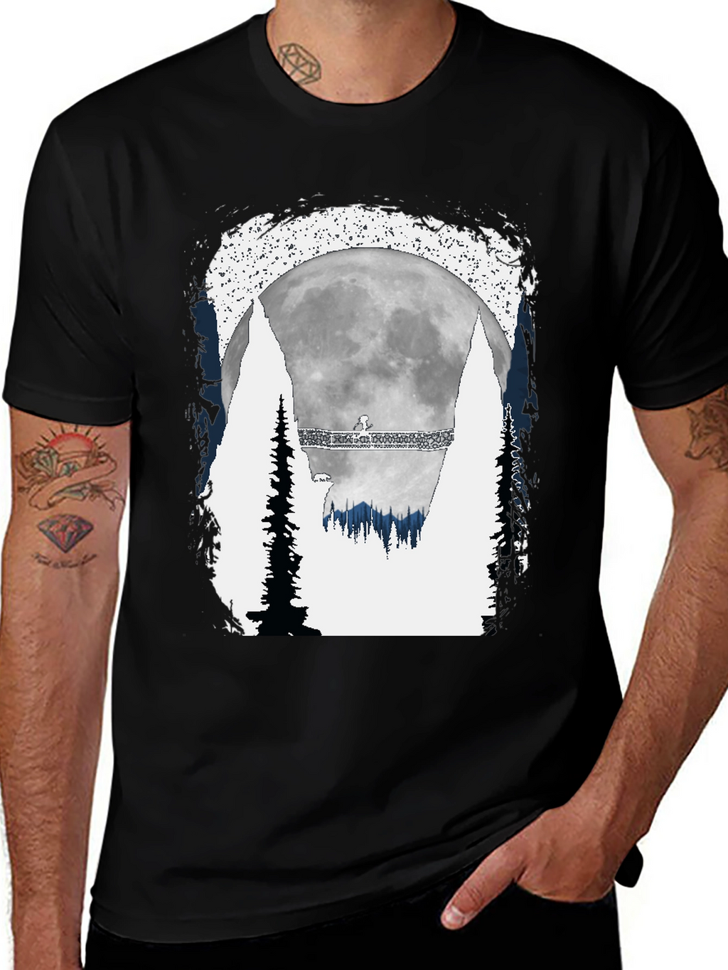 Mens Graphic T-Shirt - Moonlit Forest Scene