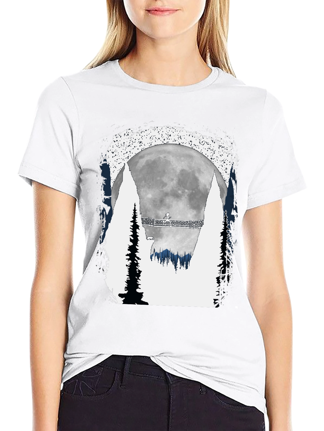 Mens Graphic T-Shirt - Moonlit Forest Scene