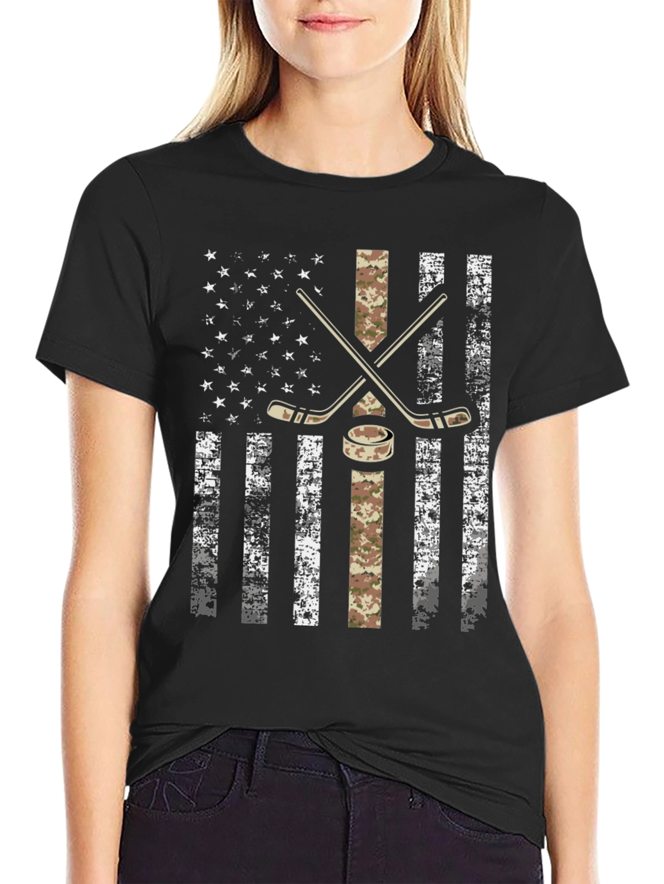 Hockey USA Flag Graphic T-Shirt