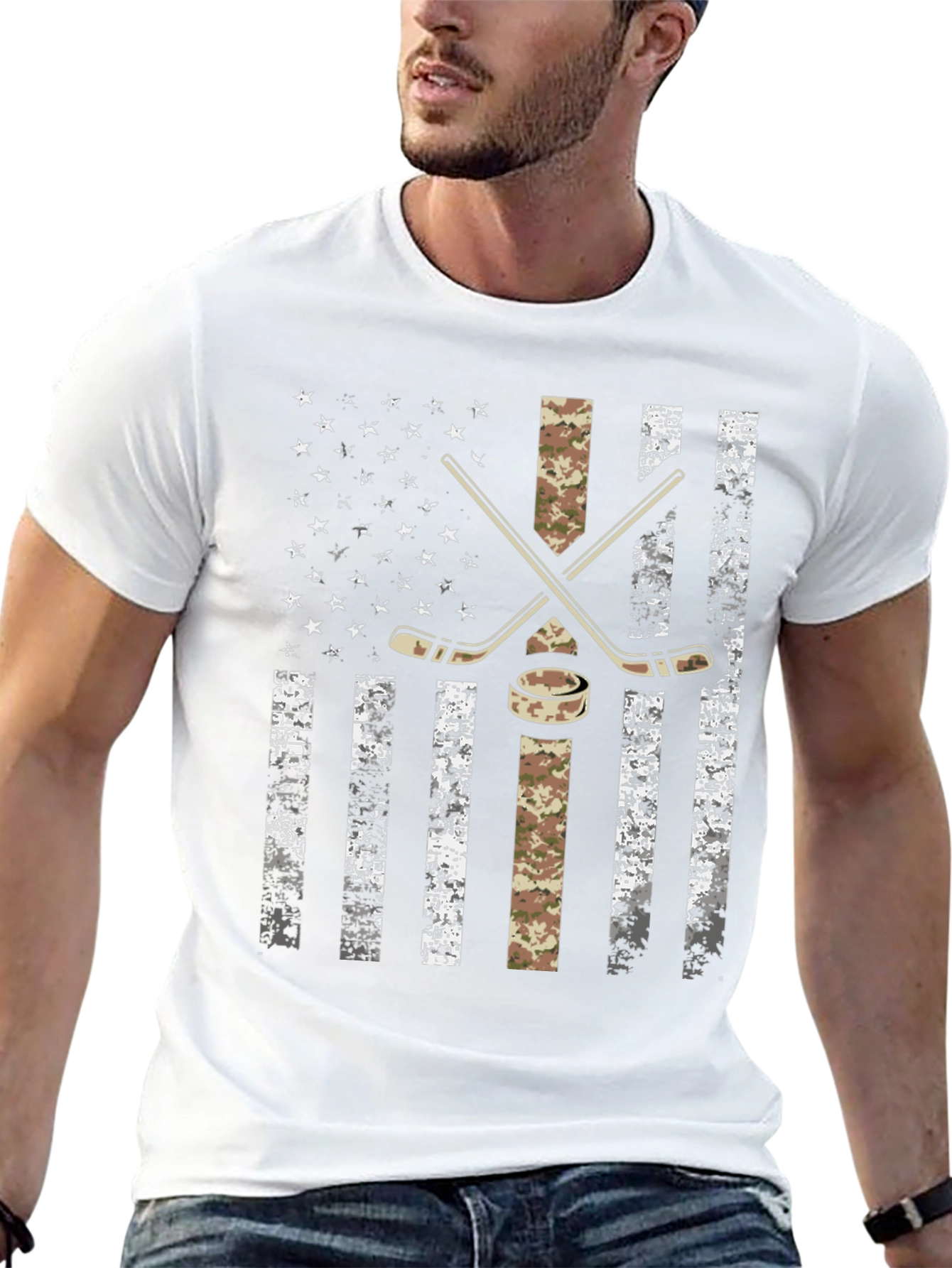 Hockey USA Flag Graphic T-Shirt