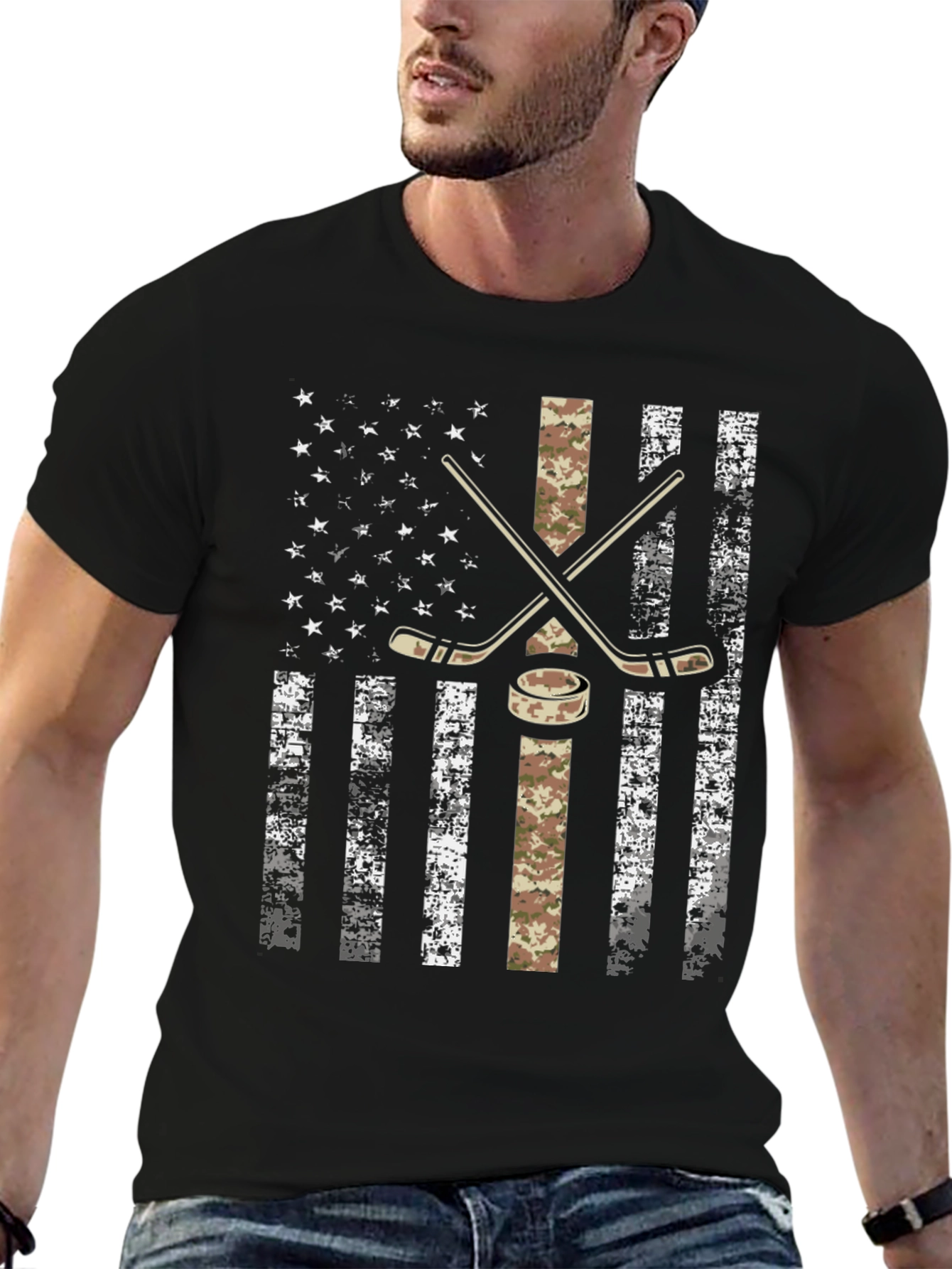 Hockey USA Flag Graphic T-Shirt