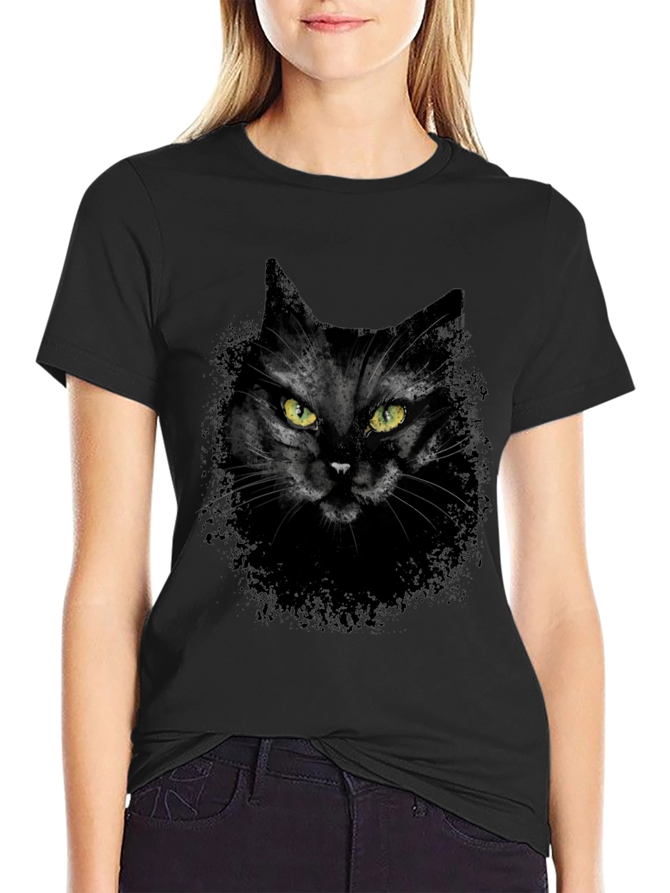 Black Cat Graphic Tee - Mens Casual T-Shirt