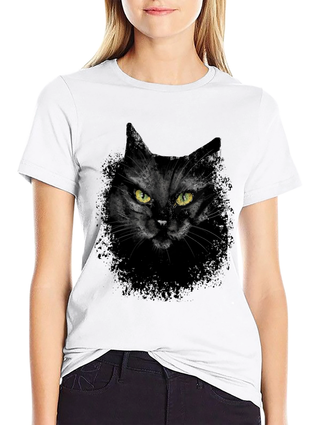 Black Cat Graphic Tee - Mens Casual T-Shirt