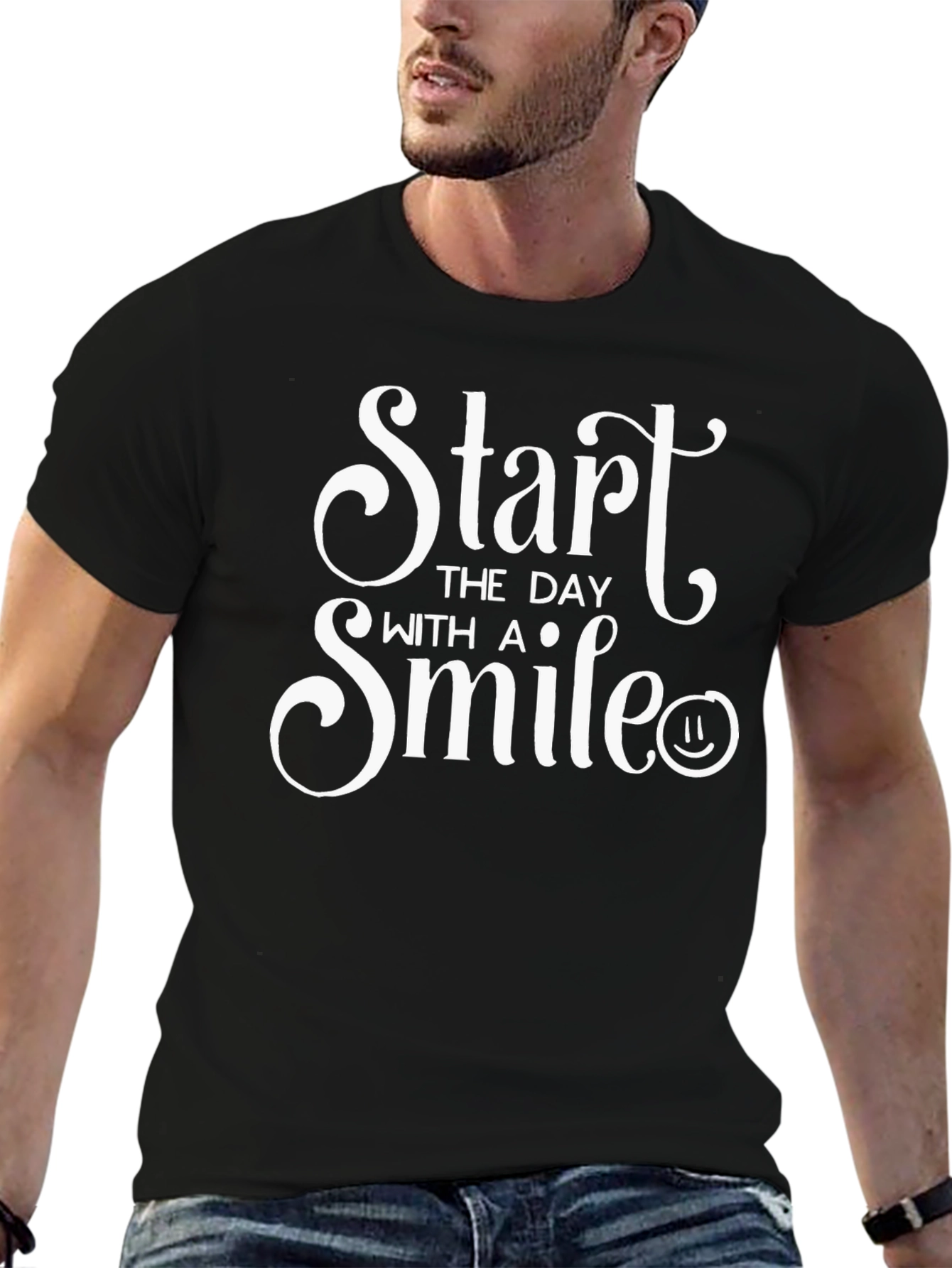 Start the Day with a Smile Black T-Shirt