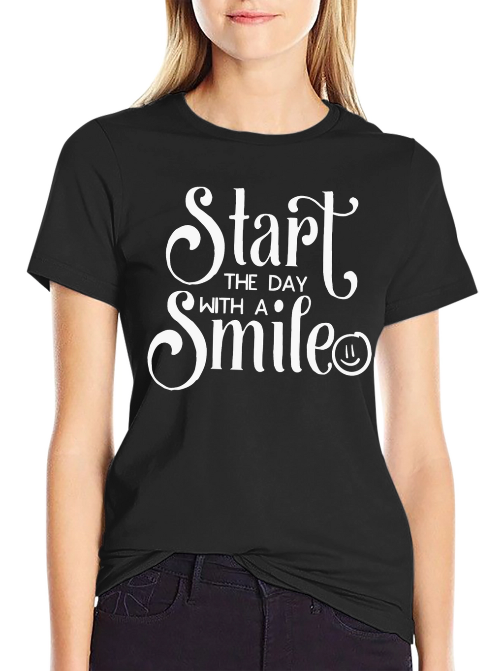 Start the Day with a Smile Black T-Shirt