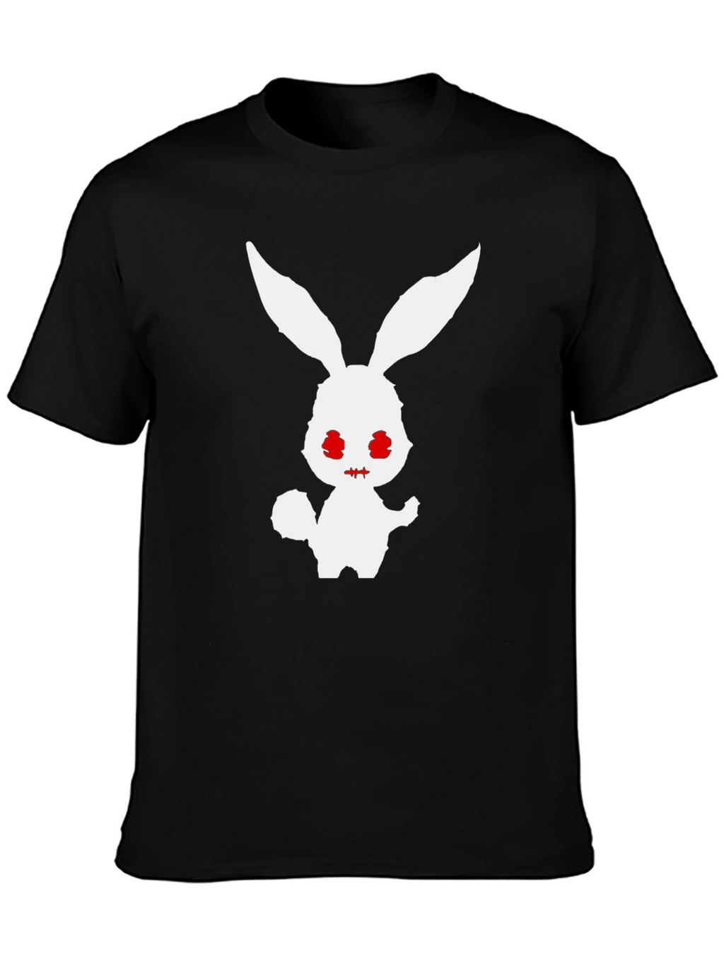 Mens Black T-Shirt with Spooky Rabbit Graphic