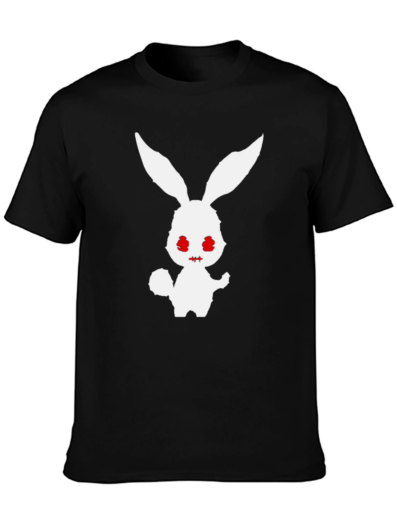Mens Black T-Shirt with Spooky Rabbit Graphic