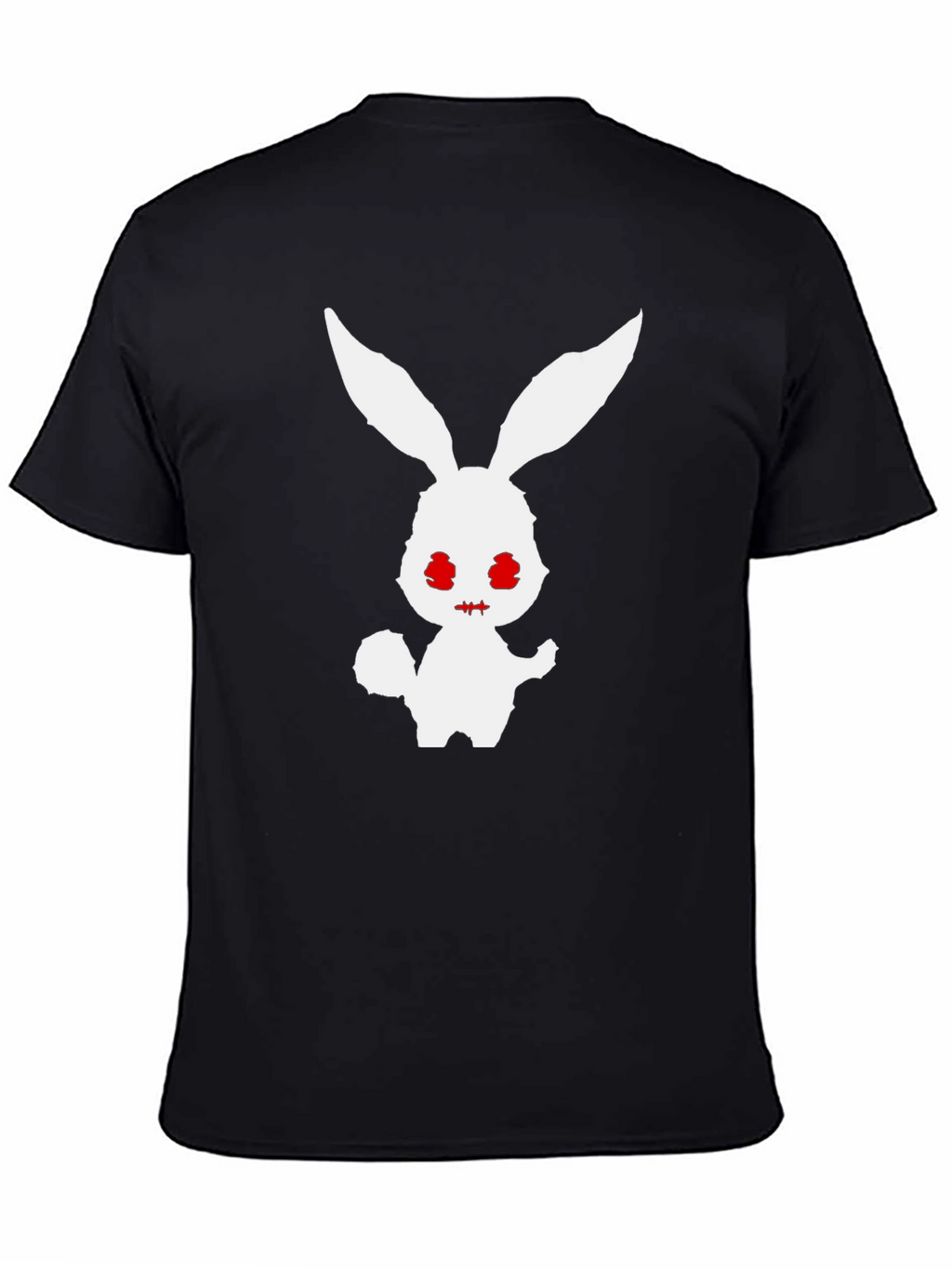 Mens Black T-Shirt with Spooky Rabbit Graphic