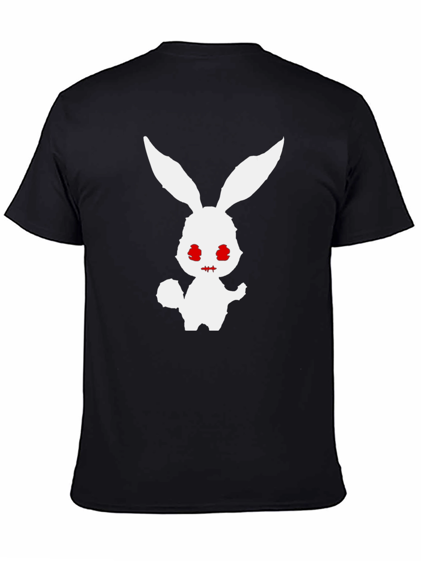Mens Black T-Shirt with Spooky Rabbit Graphic