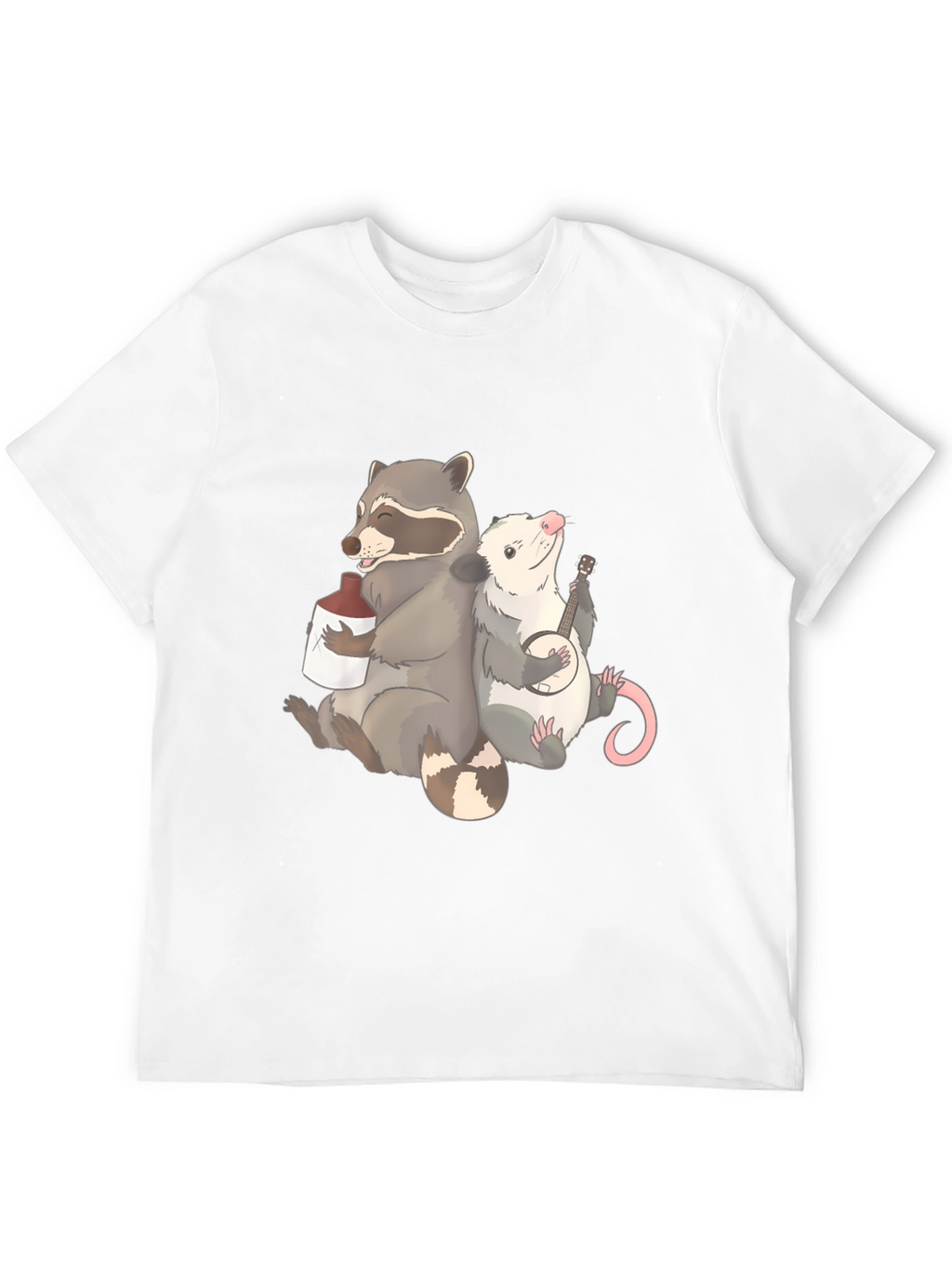 Raccoon & Opossum Drinking Buddies Graphic T-Shirt