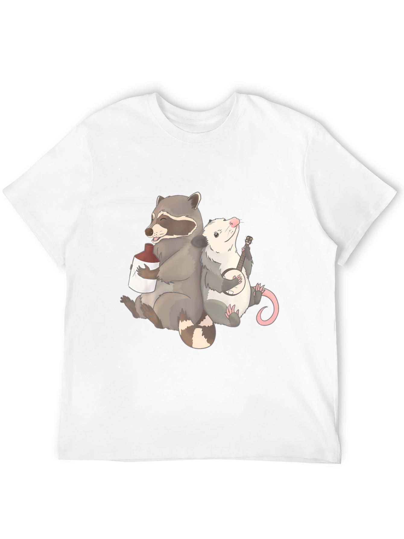 Raccoon & Opossum Drinking Buddies Graphic T-Shirt