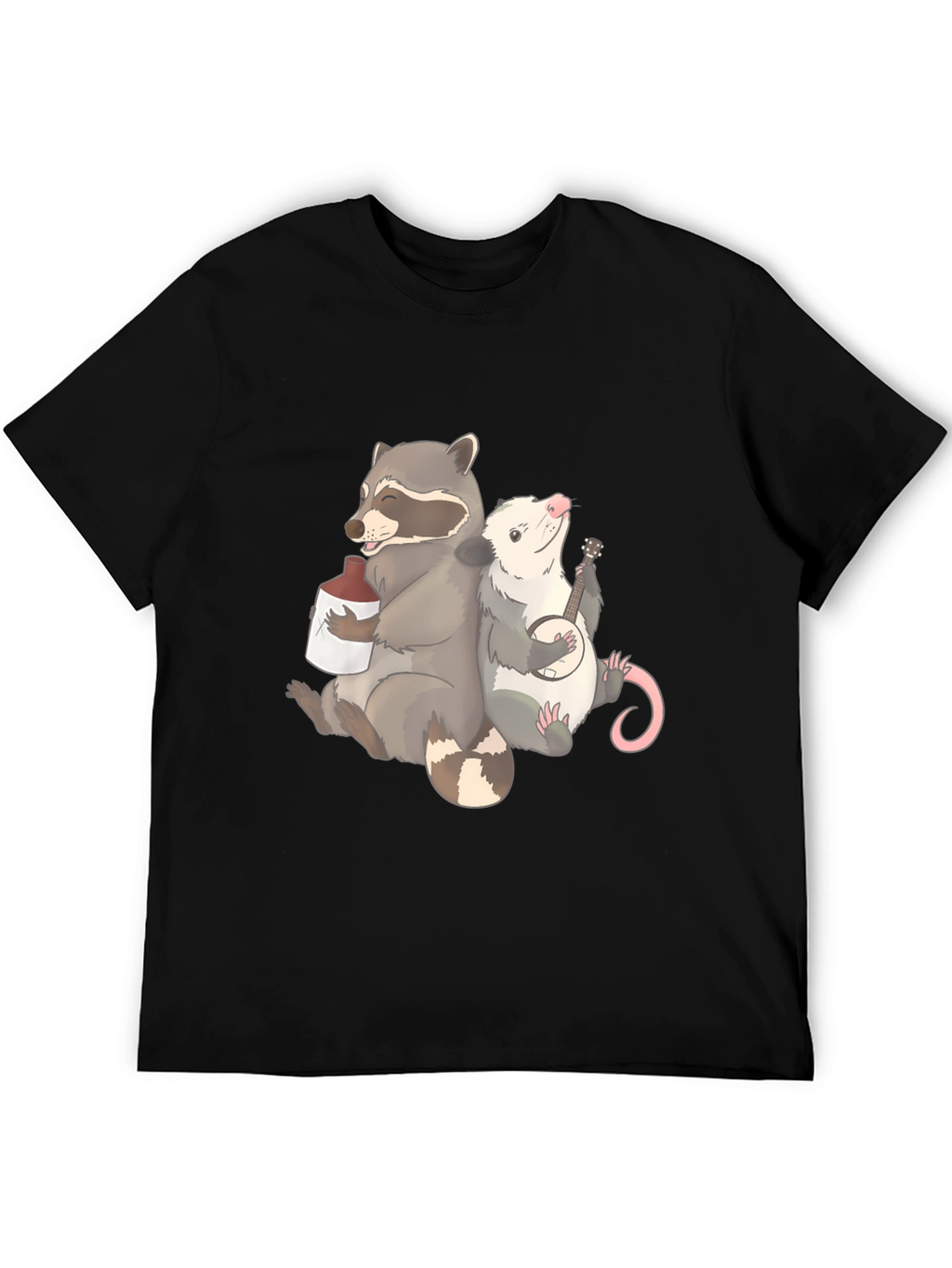 Raccoon & Opossum Drinking Buddies Graphic T-Shirt